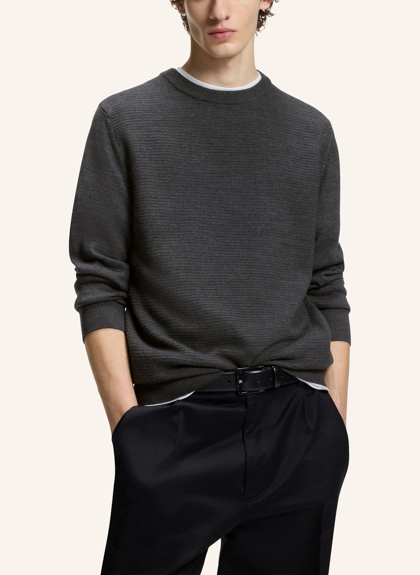 BOSS Pullover H-HINCLUSO_IN Regular Fit: GRAU