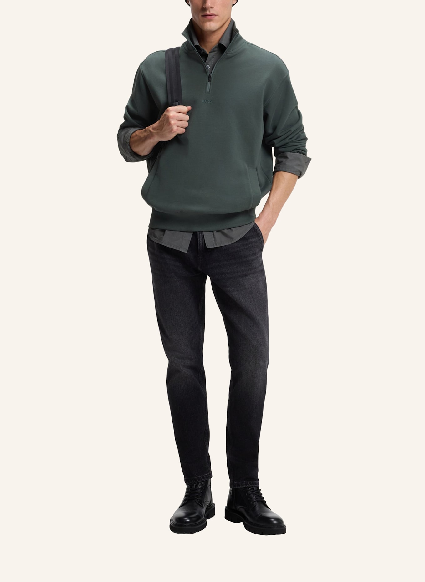 BOSS Sweatshirt ZE_SMALLZIP Relaxed Fit: GRÜN