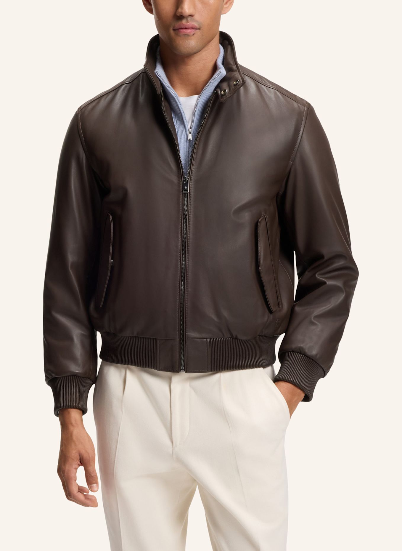 BOSS Lederjacke C-MARAC: DUNKELBRAUN