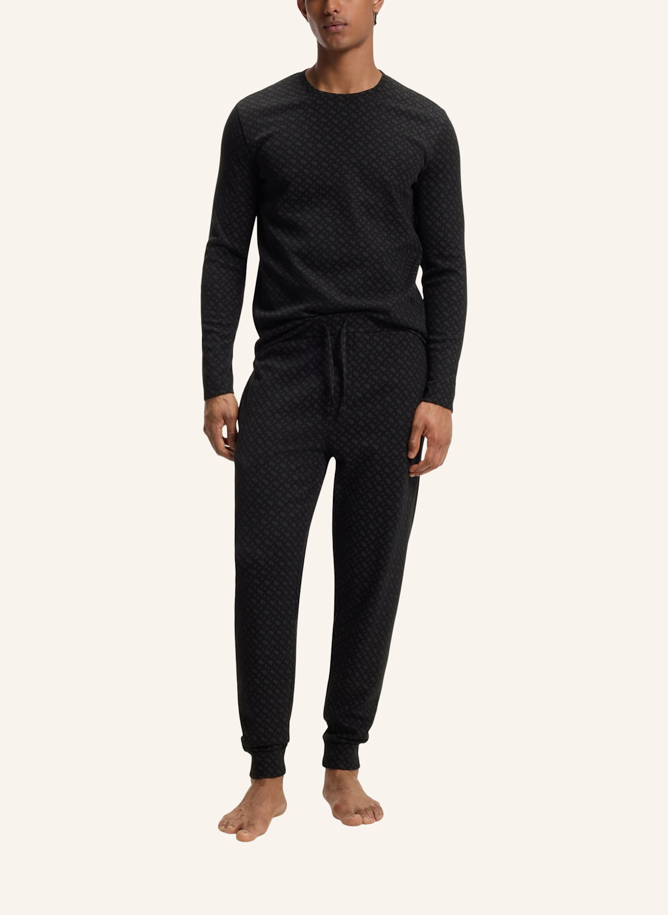 BOSS Pyjamas Unterteil WAFFLEAOP CUFF PANTS: SCHWARZ