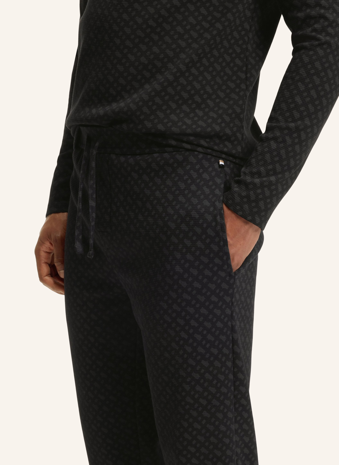 BOSS Pyjamas Unterteil WAFFLEAOP CUFF PANTS: SCHWARZ