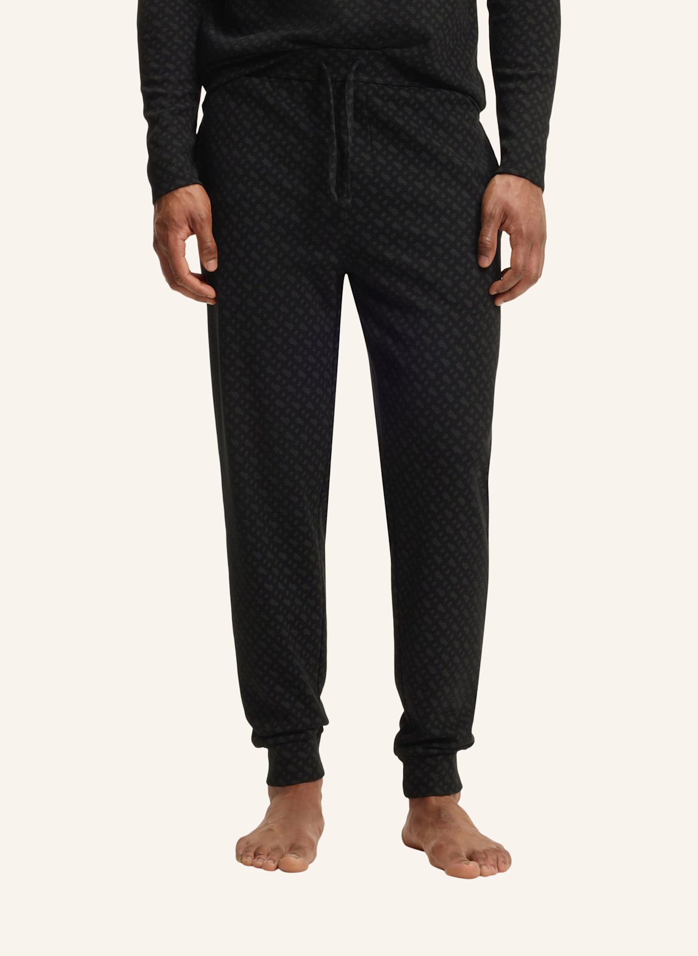 BOSS Pyjamas Unterteil WAFFLEAOP CUFF PANTS: SCHWARZ
