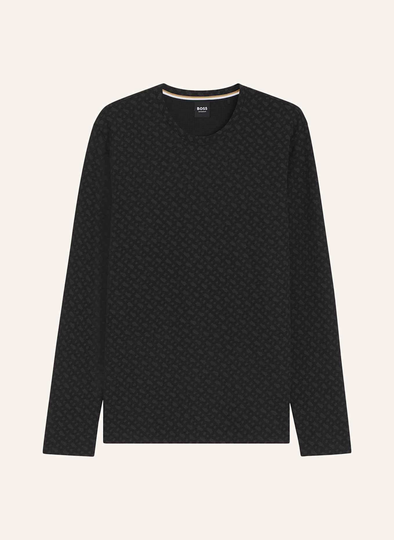 BOSS Pyjama-Oberteil WAFFLEAOP LS-SHIRT Regular Fit: SCHWARZ