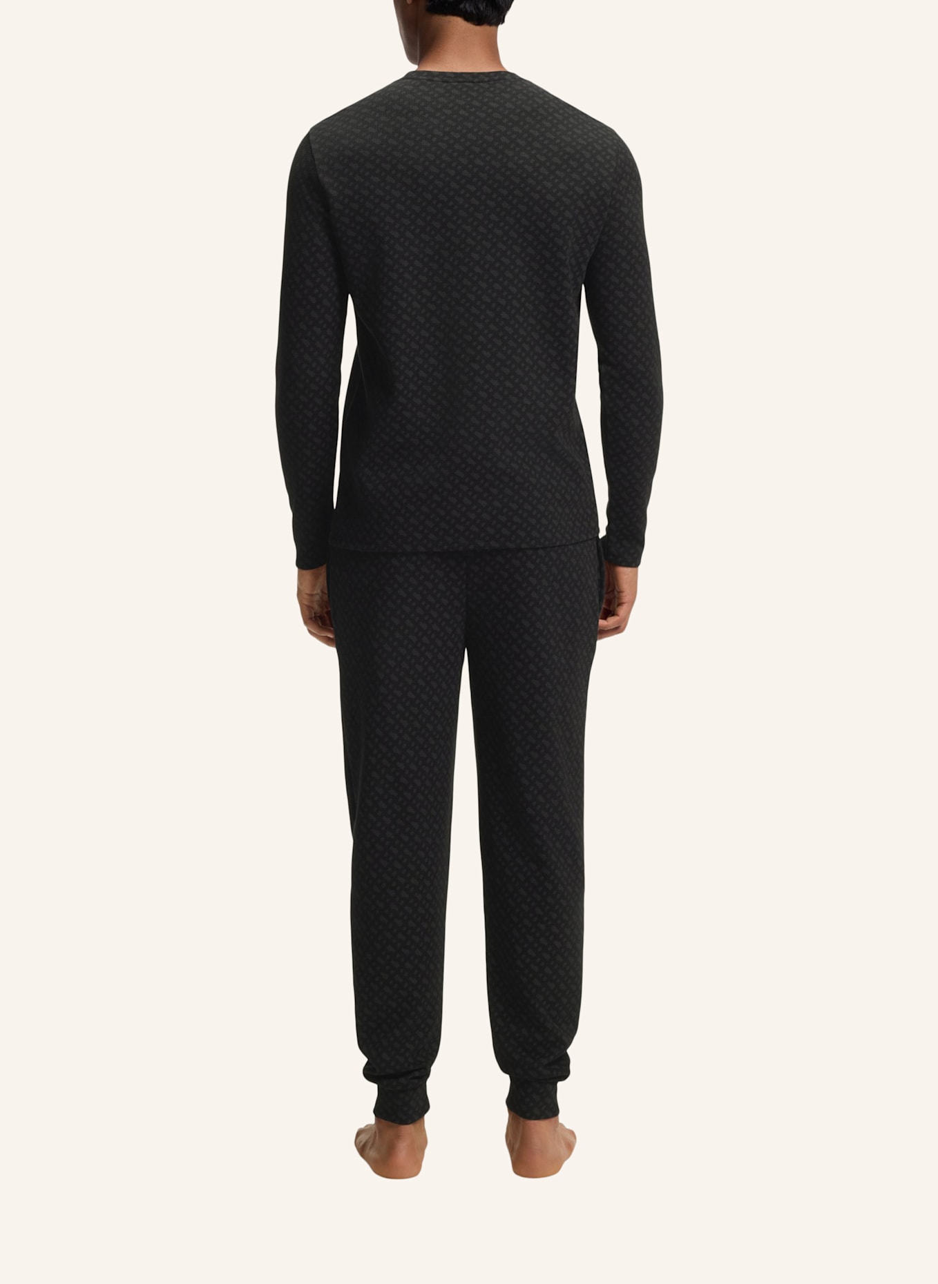 BOSS Pyjama-Oberteil WAFFLEAOP LS-SHIRT Regular Fit: SCHWARZ