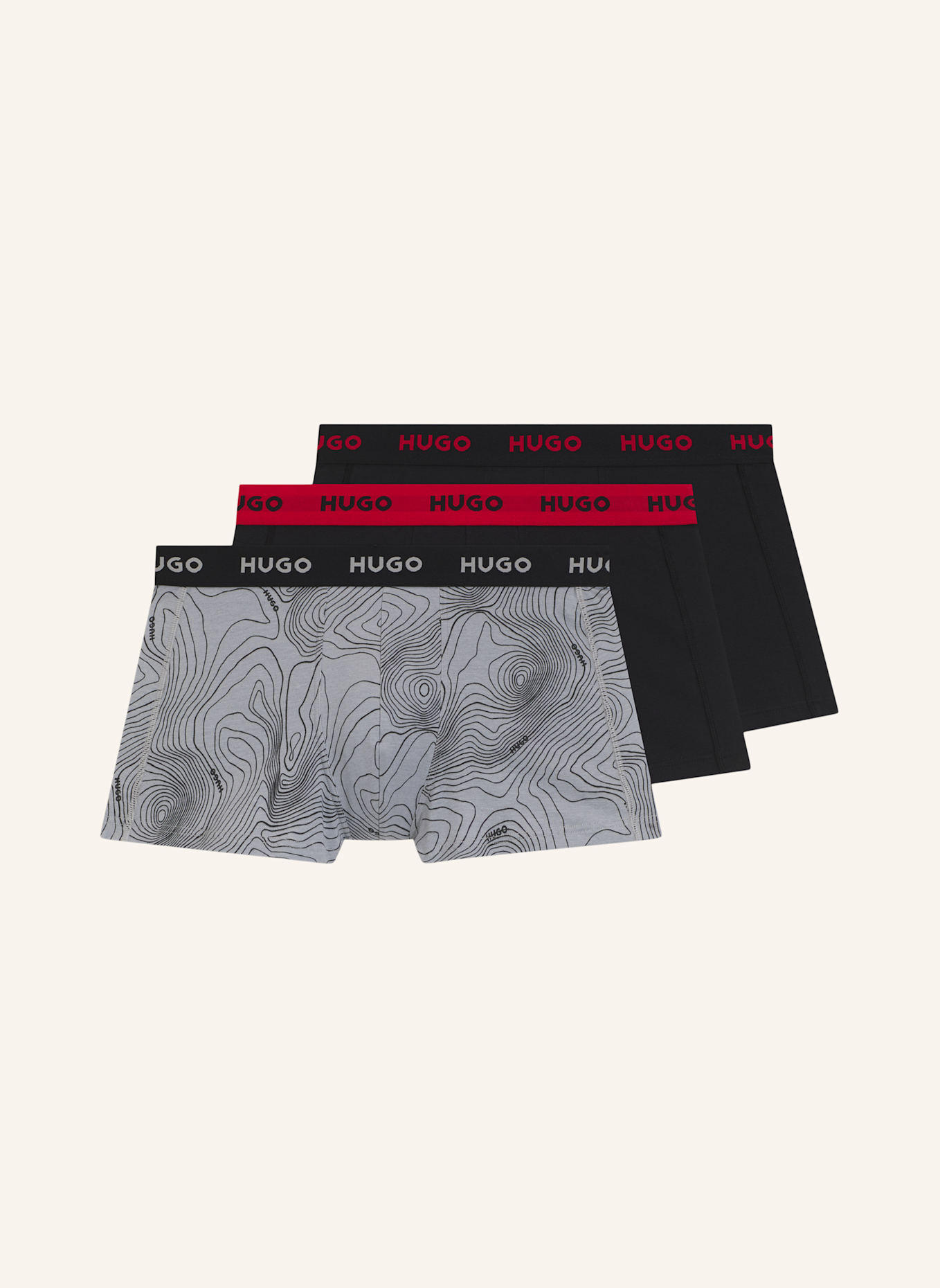 HUGO Boxer Short TRUNK TRIPLET DESIGN: GRAU