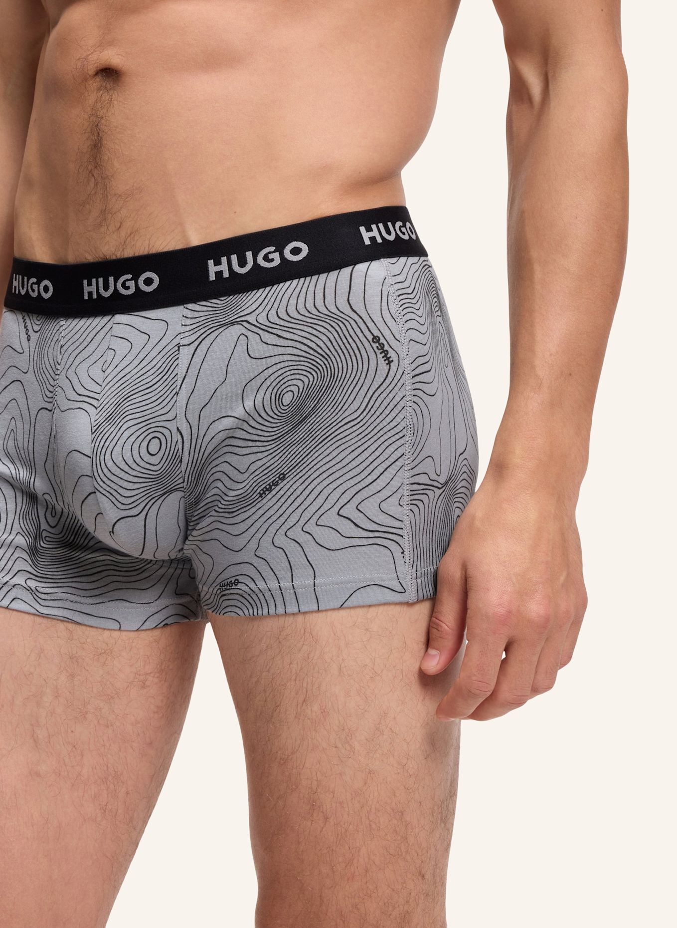 HUGO Boxer Short TRUNK TRIPLET DESIGN: GRAU
