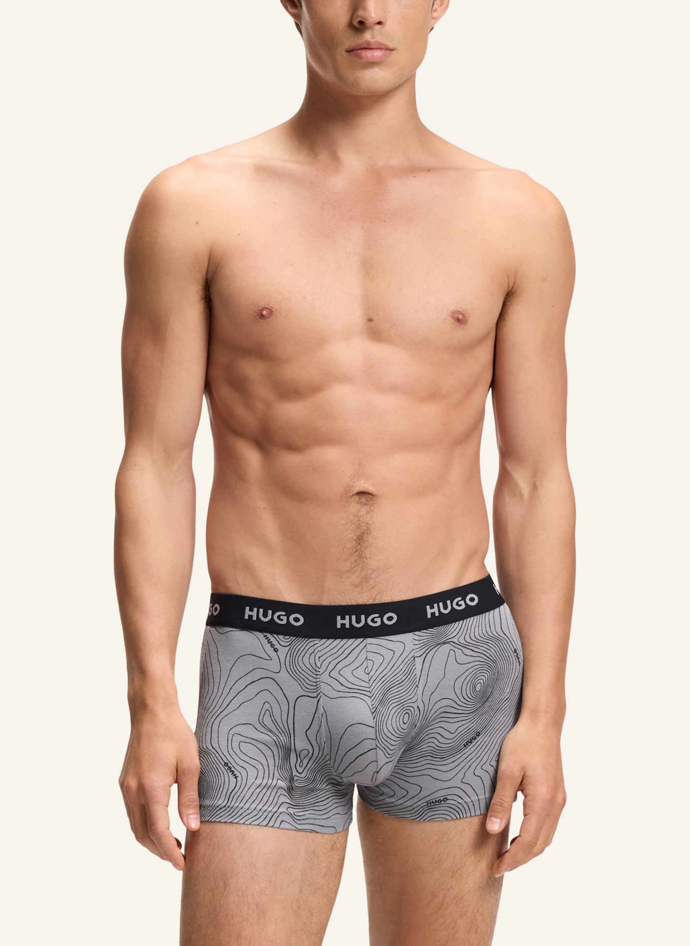 HUGO Boxer Short TRUNK TRIPLET DESIGN: GRAU