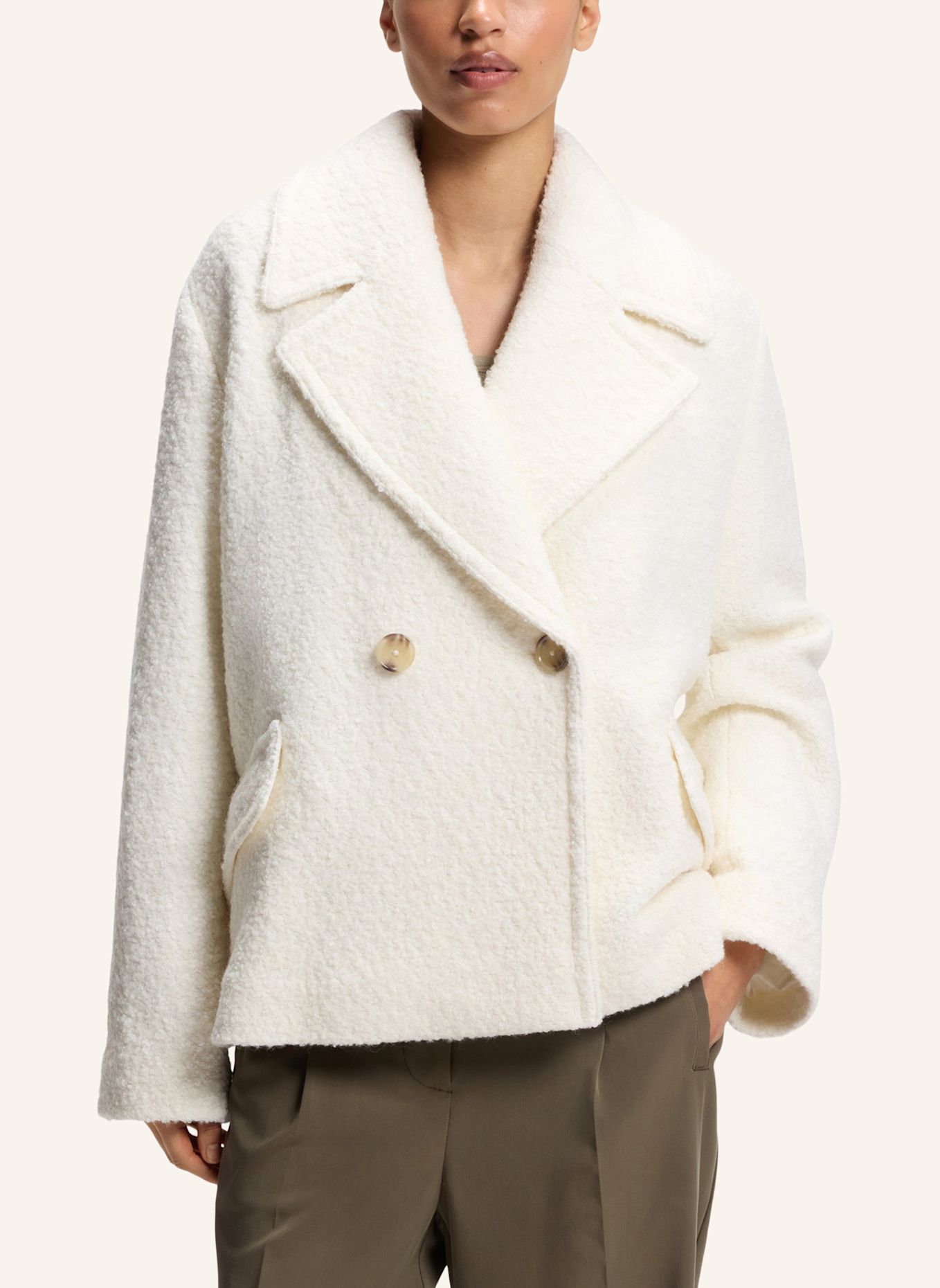 BOSS Mantel C_CABAN1 Relaxed Fit: WEISS