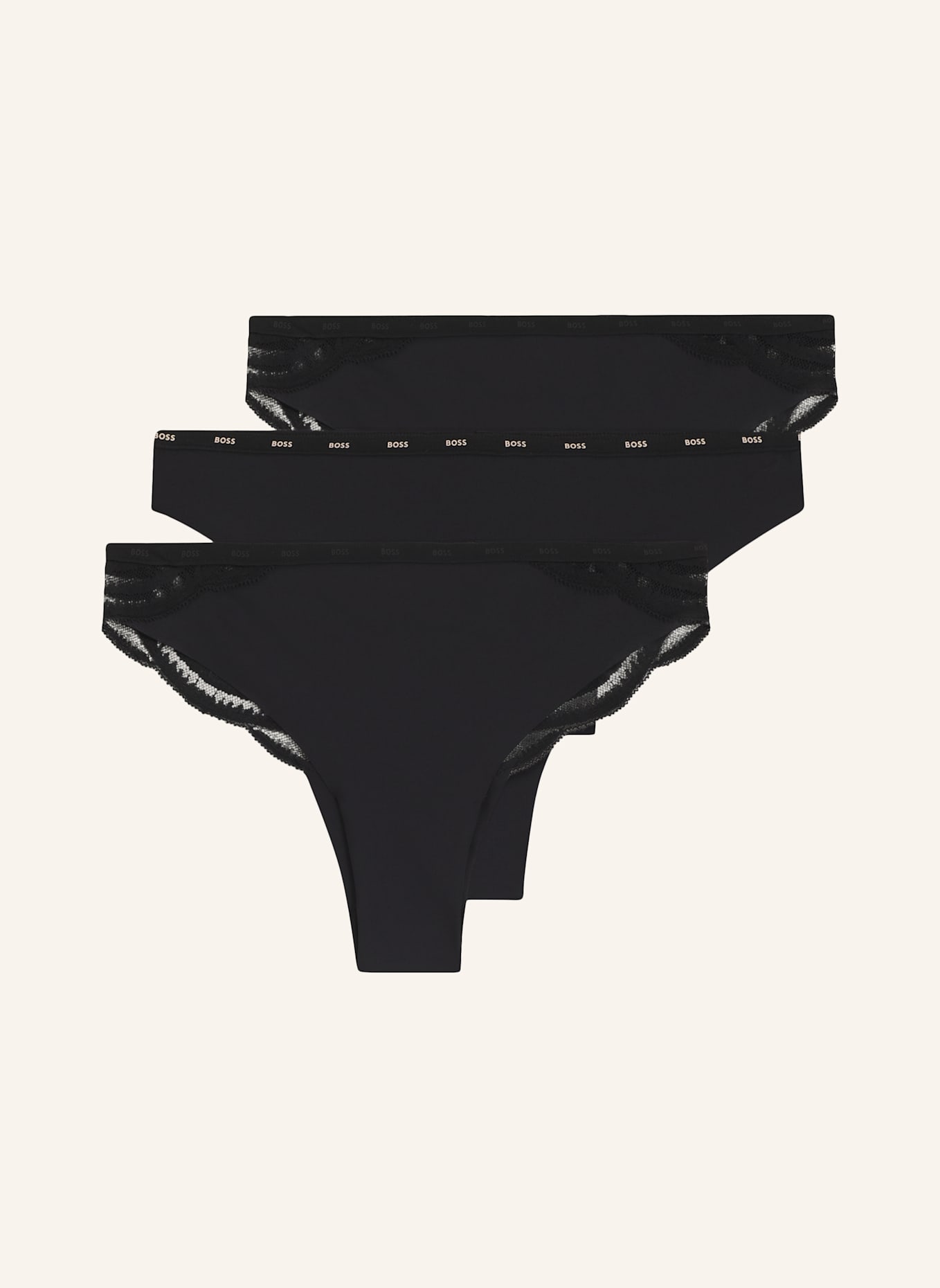 BOSS Slip 3P LACE BRAZILIAN: SCHWARZ