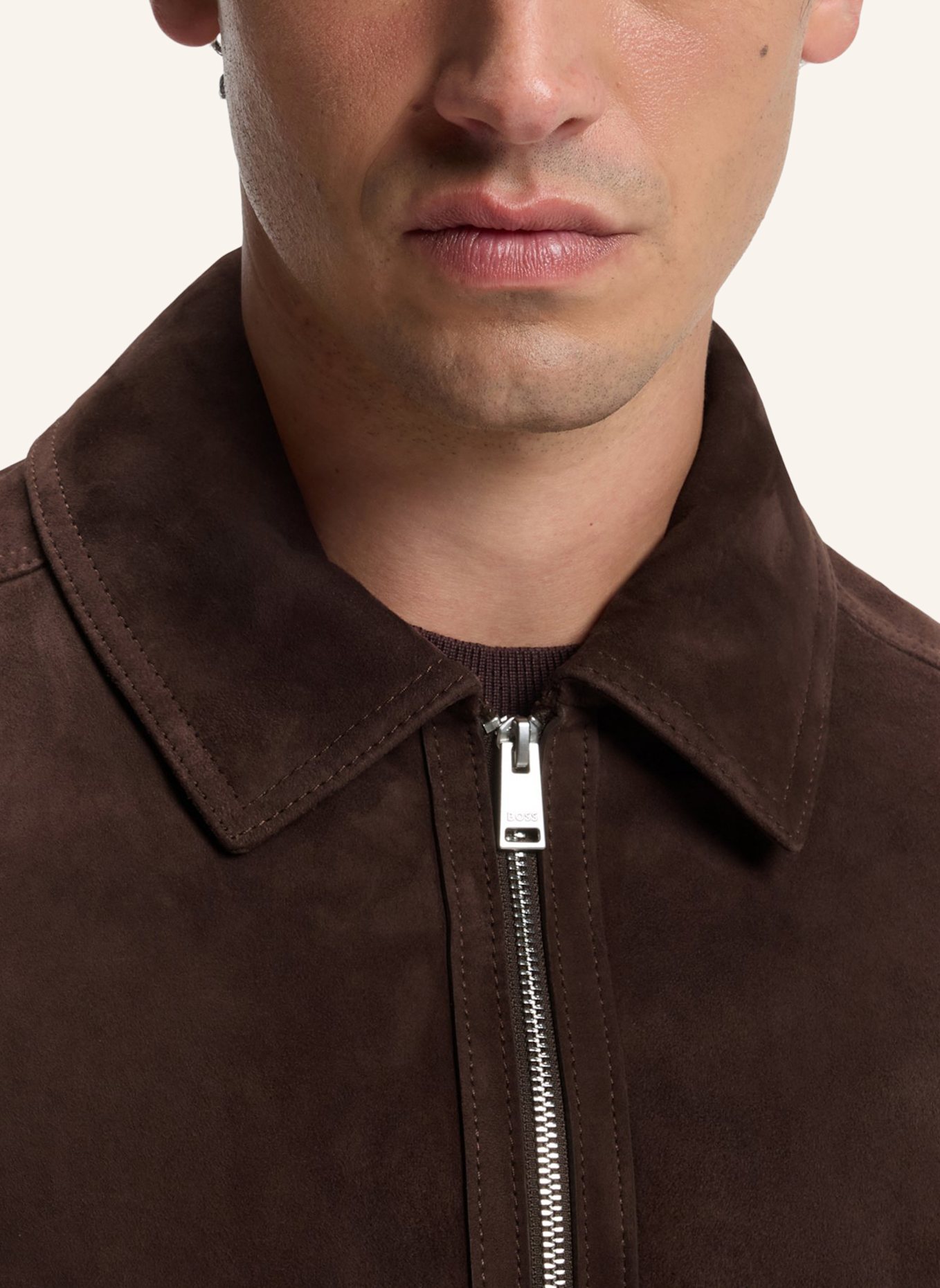 BOSS Lederjacke H-MALBANO7: DUNKELBRAUN
