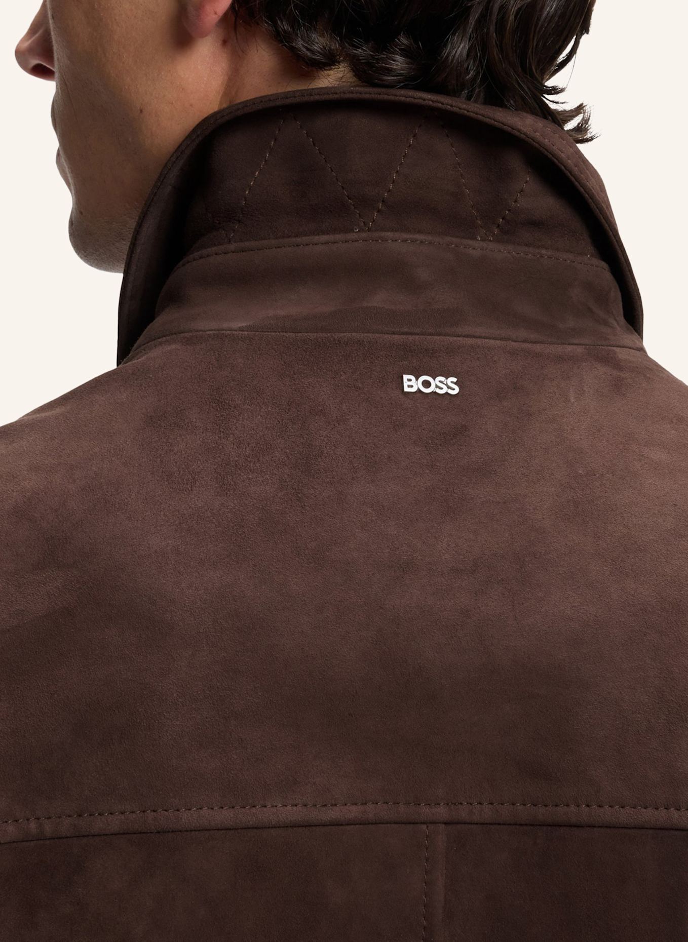 BOSS Lederjacke H-MALBANO7: DUNKELBRAUN