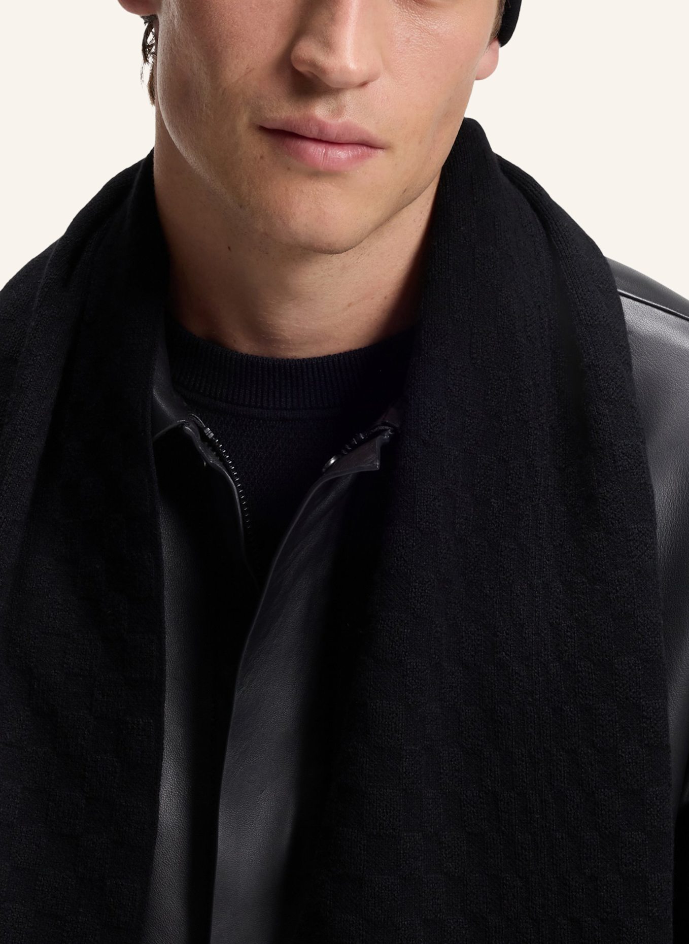 BOSS Strickm�Tze PASHA BEANIE JACQ PS: SCHWARZ