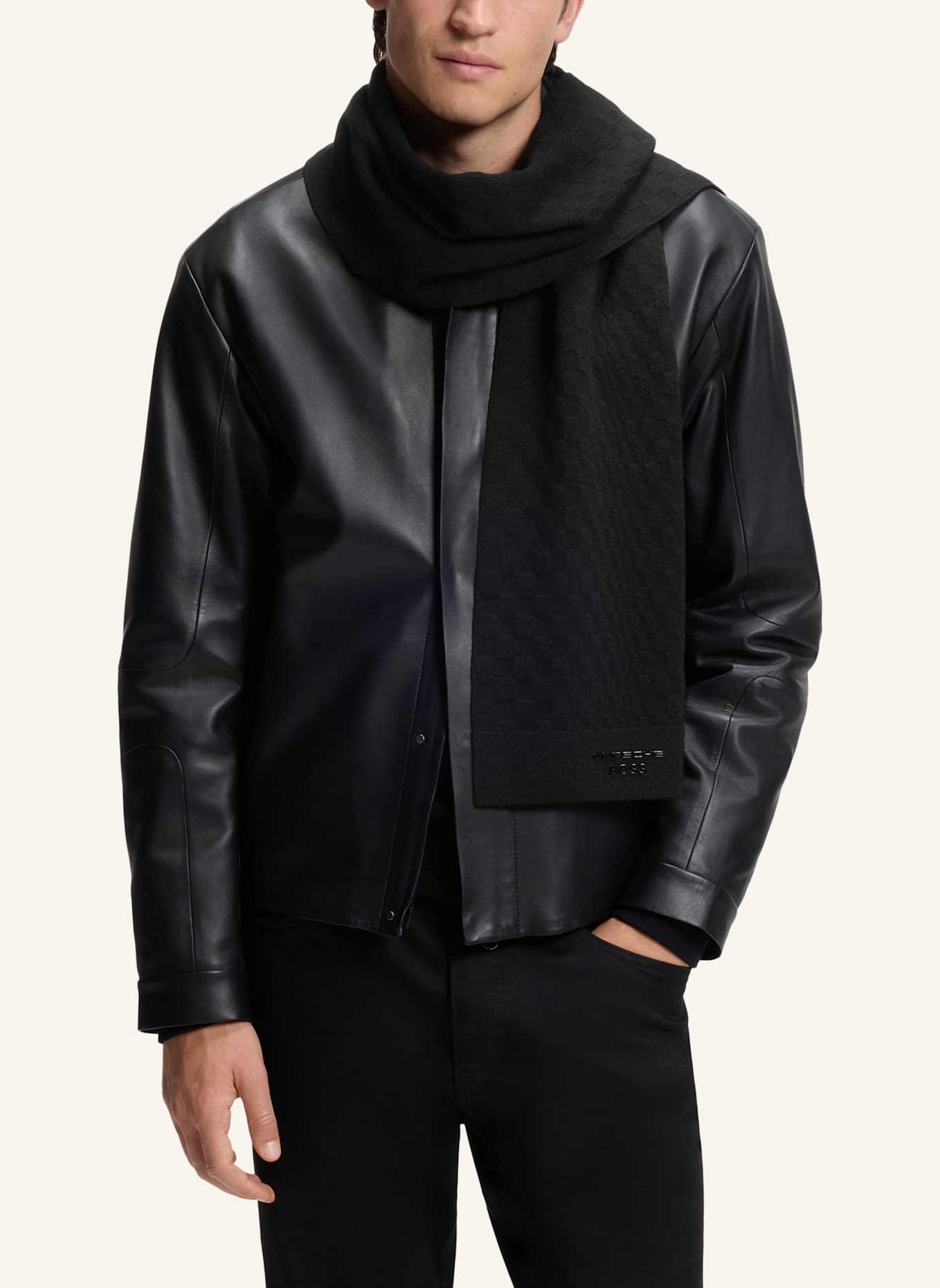 BOSS Schal PASHA SCARF JACQ PS: SCHWARZ
