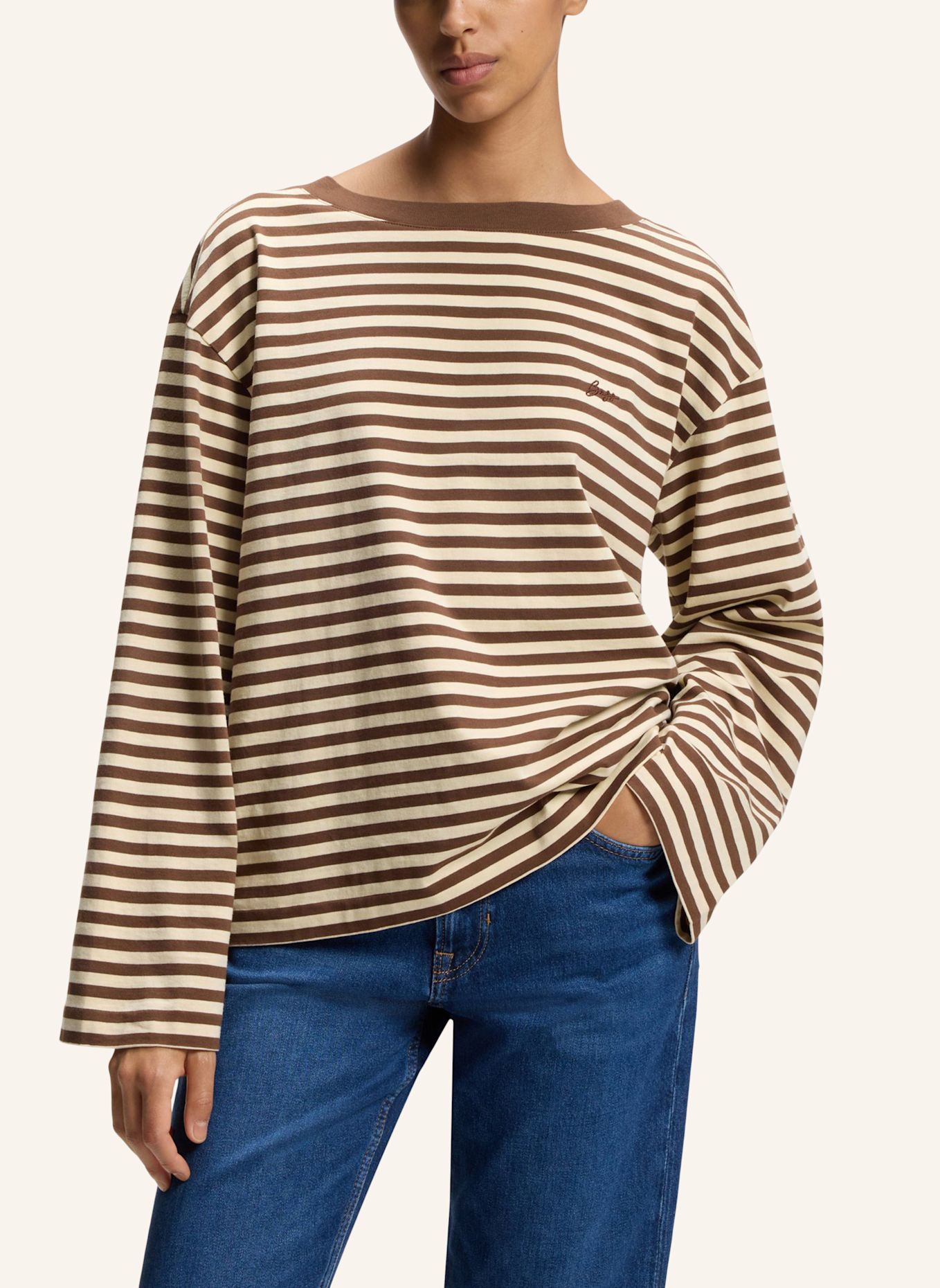 BOSS Top C_EWA_STRIPE Relaxed Fit: SCHWARZ