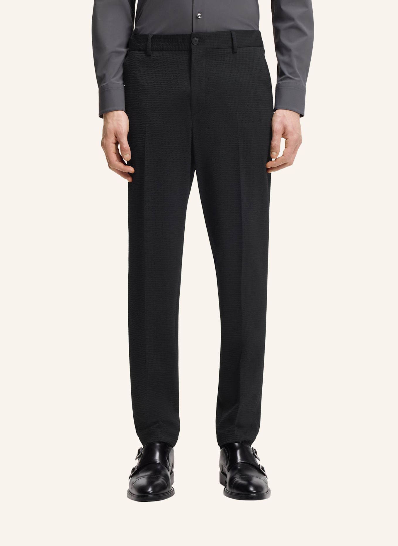 BOSS Businesshose P-PERIN-J-EL-WG-252 Tapered Fit: SCHWARZ