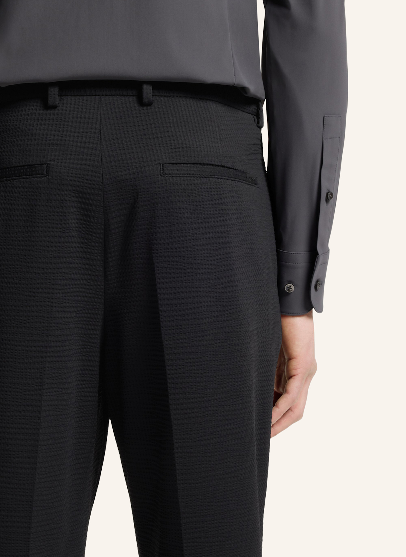 BOSS Businesshose P-PERIN-J-EL-WG-252 Tapered Fit: SCHWARZ