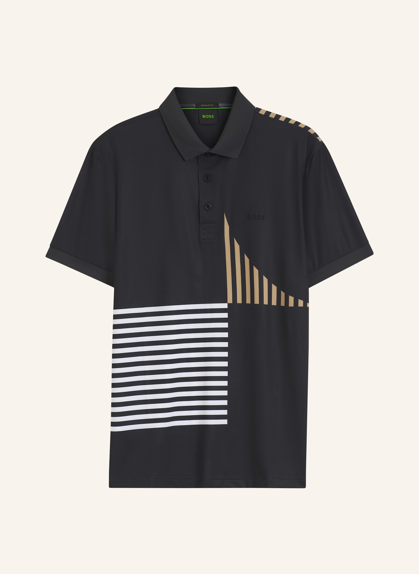 BOSS Polo PADDY STRIPED C1 Regular Fit: SCHWARZ