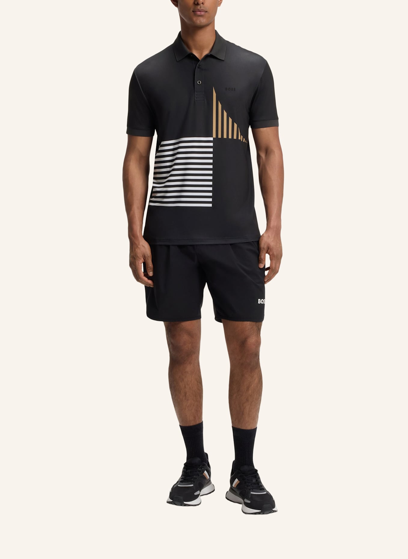 BOSS Polo PADDY STRIPED C1 Regular Fit: SCHWARZ