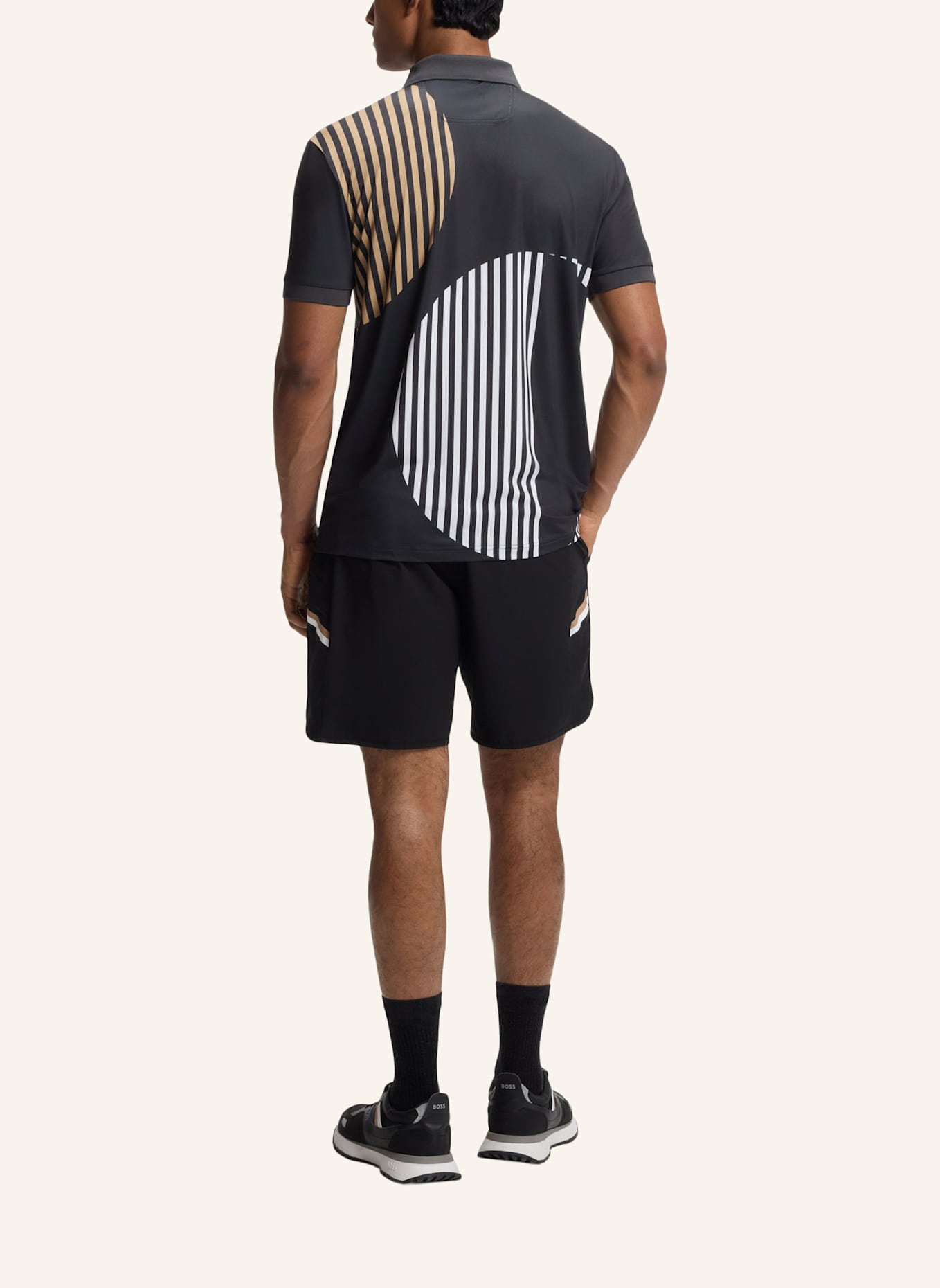 BOSS Polo PADDY STRIPED C1 Regular Fit: SCHWARZ