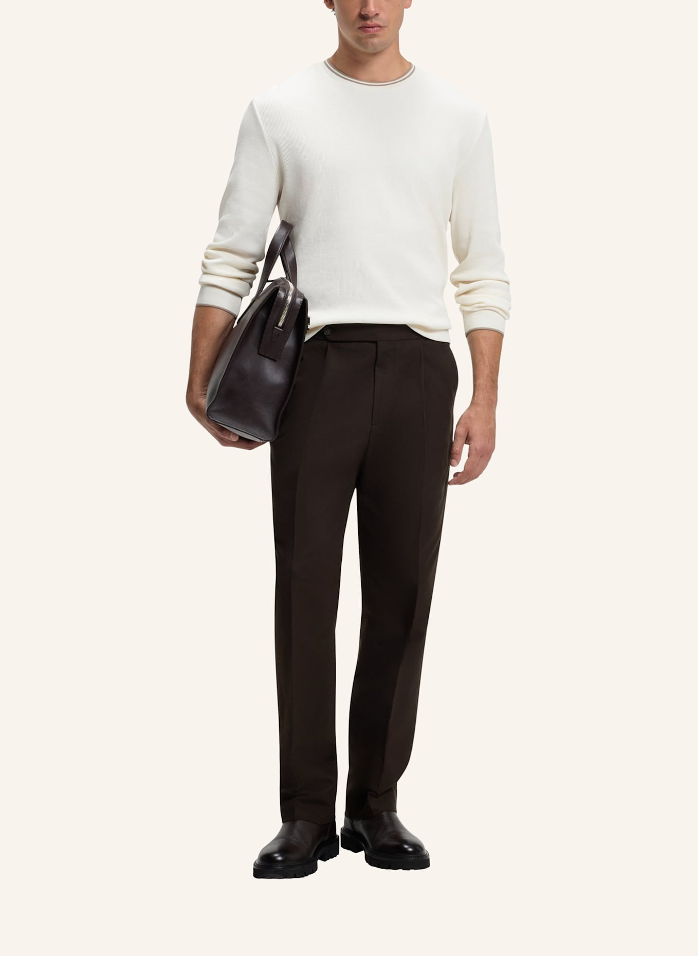 BOSS Anzughose H-PERINO-PLDTLWG-263 Tapered Fit: DUNKELBRAUN