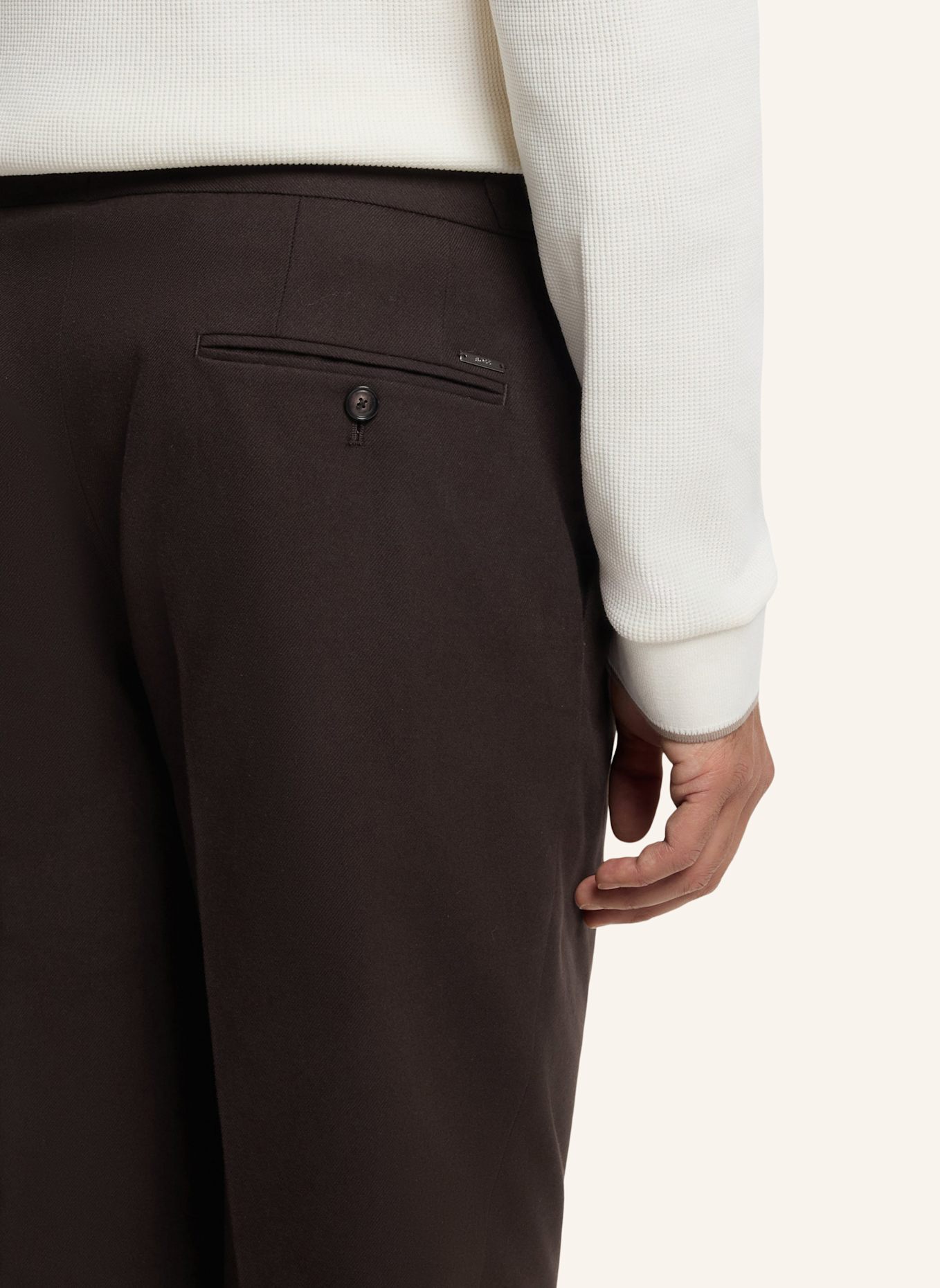 BOSS Anzughose H-PERINO-PLDTLWG-263 Tapered Fit: DUNKELBRAUN