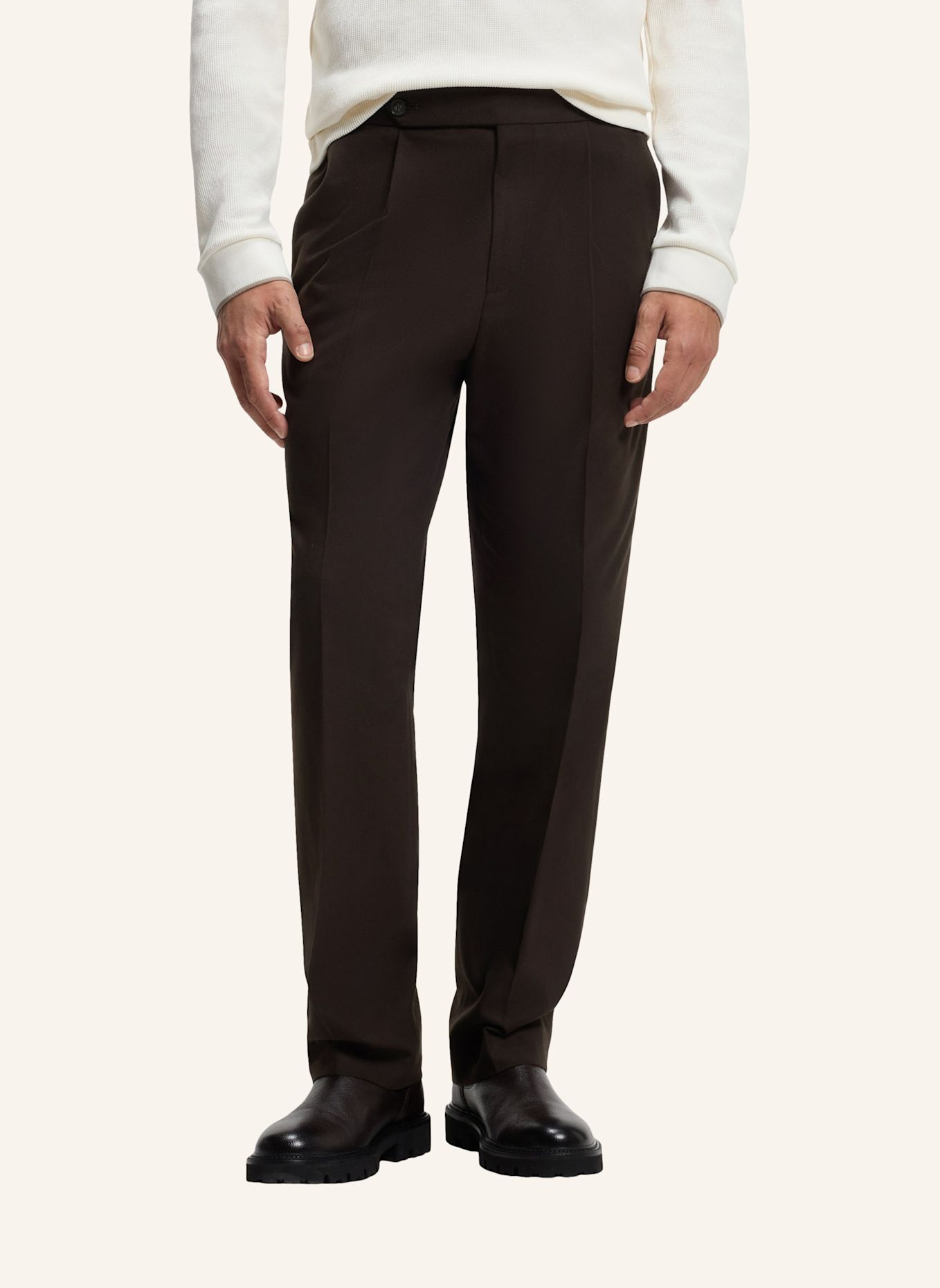 BOSS Anzughose H-PERINO-PLDTLWG-263 Tapered Fit: DUNKELBRAUN