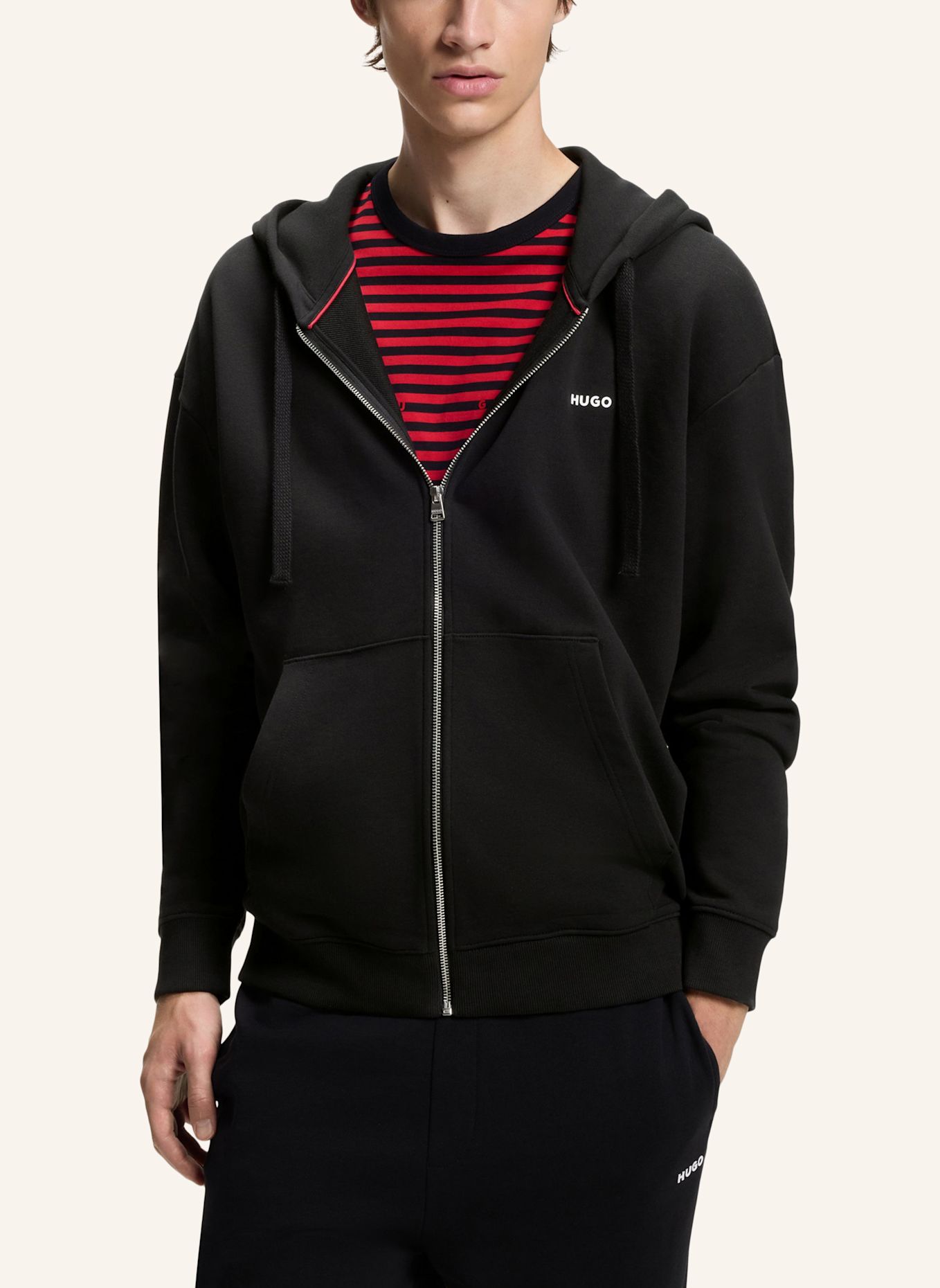 HUGO Trainingsanzug TRACK_DAPOZIPDAYOTE Relaxed Fit: SCHWARZ