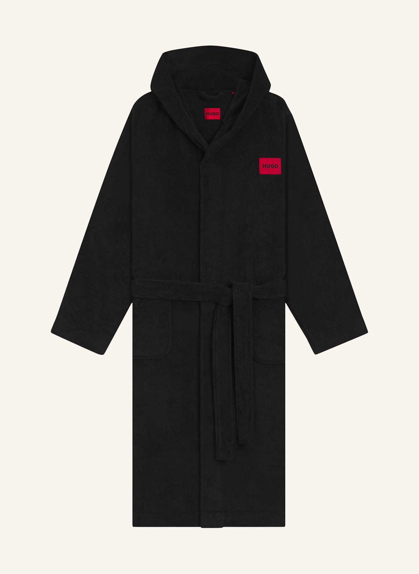HUGO Morgenmantel TERRY GOWN HOODED: SCHWARZ