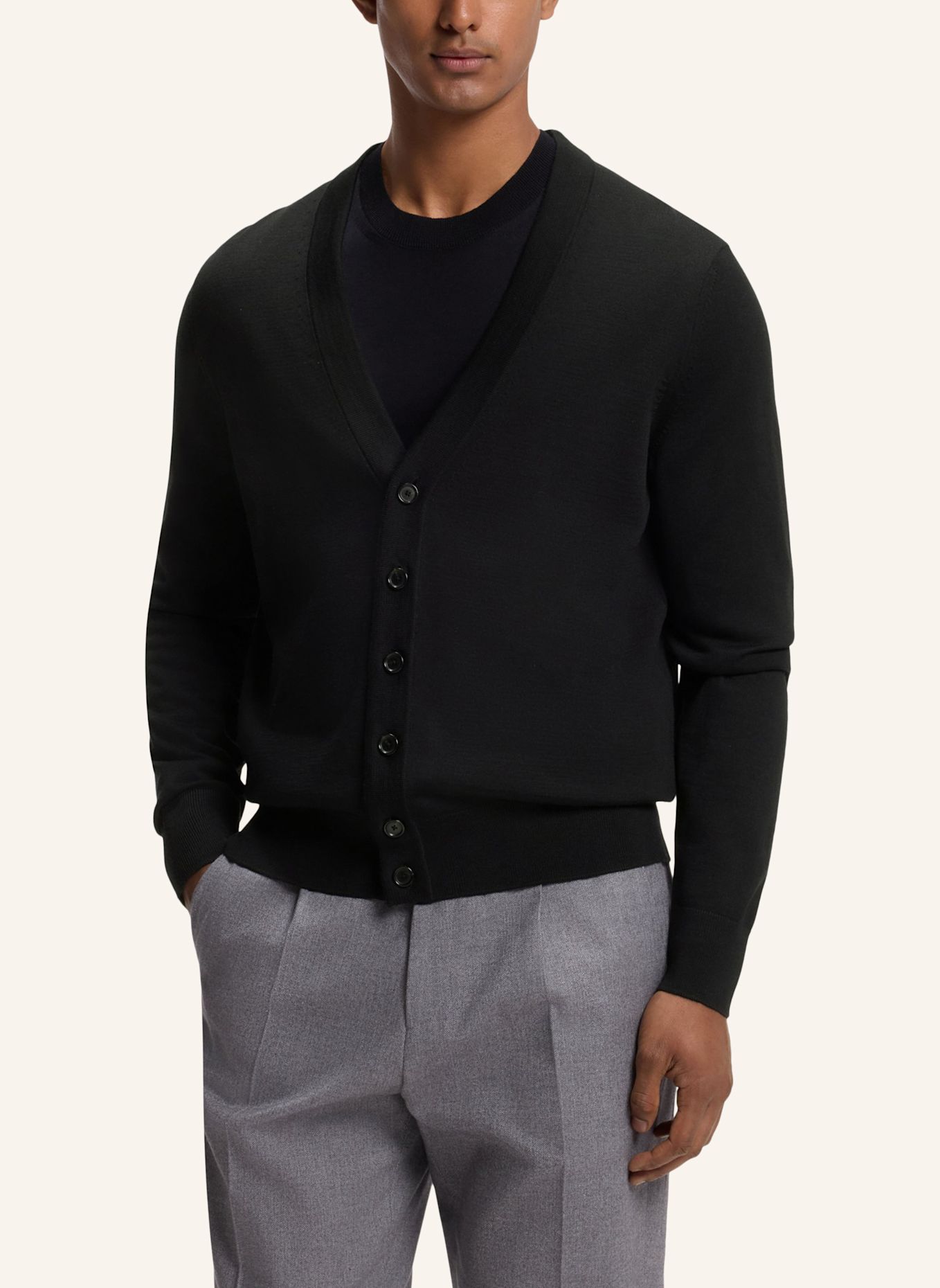 BOSS Strickjacke H-MARDON Regular Fit: SCHWARZ
