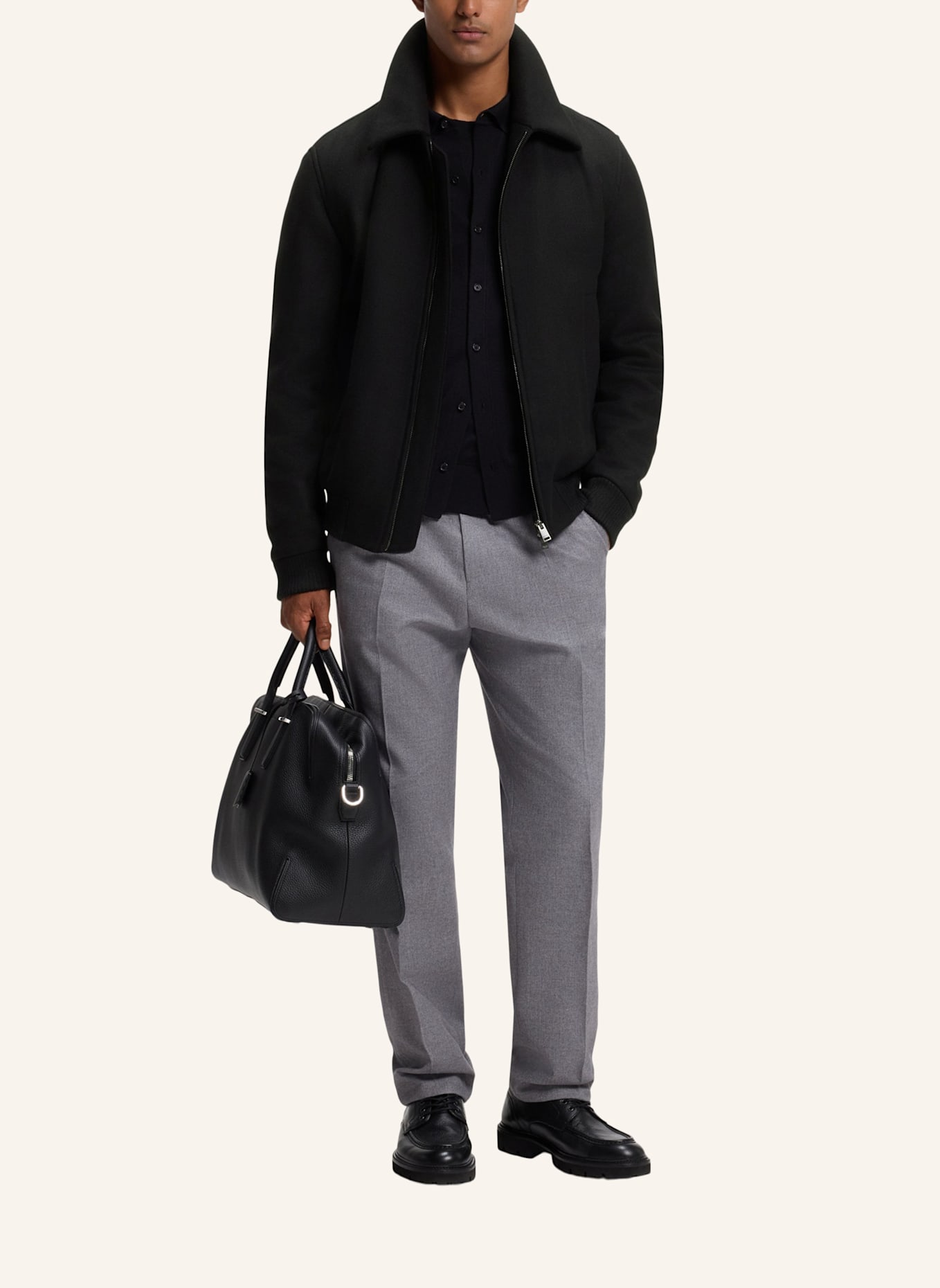 BOSS Mantel H-CHARLY-264 Relaxed Fit: SCHWARZ