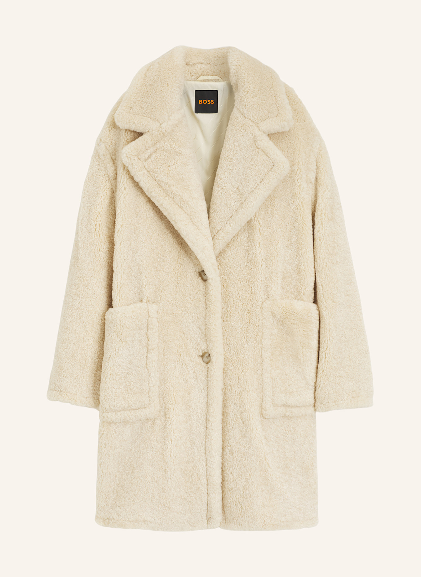BOSS Teddyfell-Mantel CATEDY: BEIGE