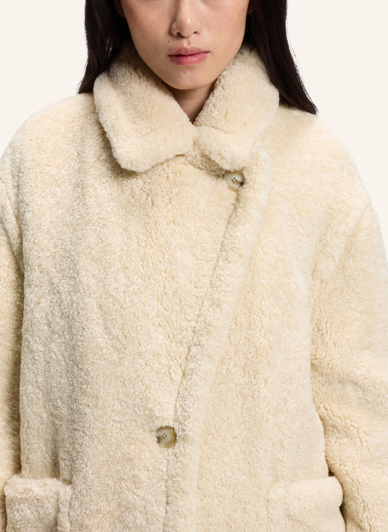 BOSS Teddyfell-Mantel CATEDY: BEIGE