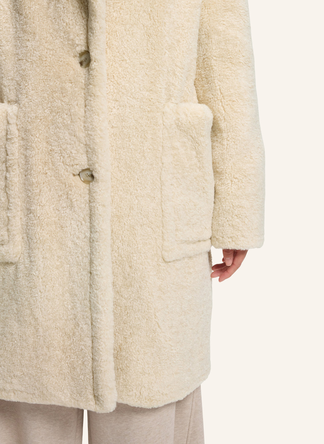 BOSS Teddyfell-Mantel CATEDY: BEIGE