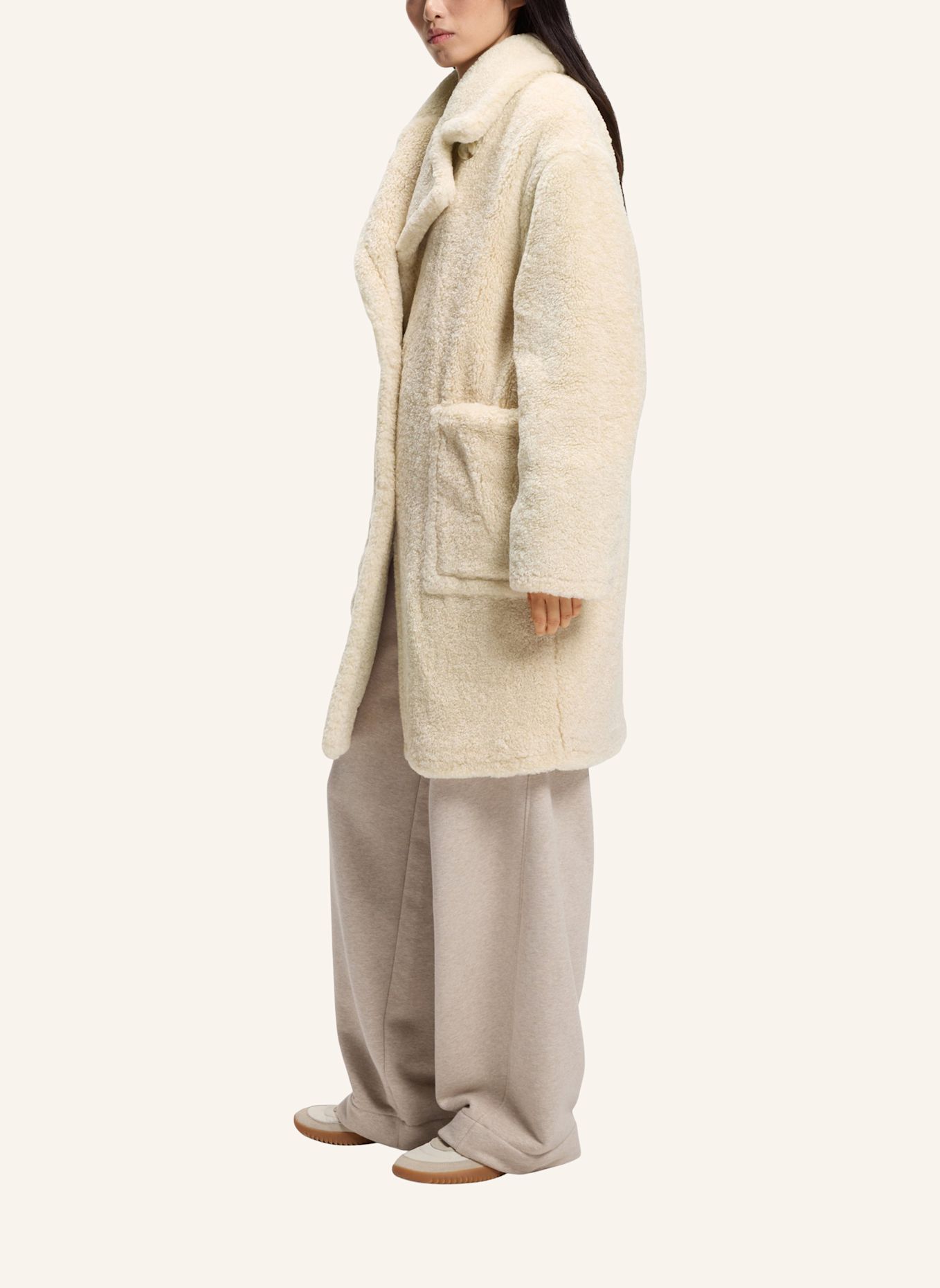 BOSS Teddyfell-Mantel CATEDY: BEIGE