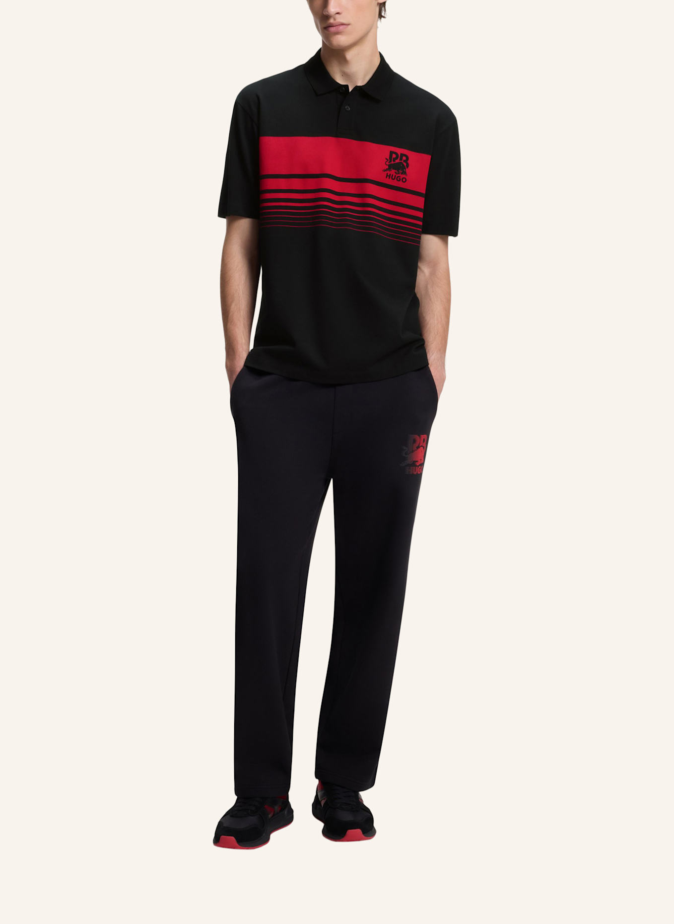 HUGO Polo DANKORO_RB Relaxed Fit: SCHWARZ