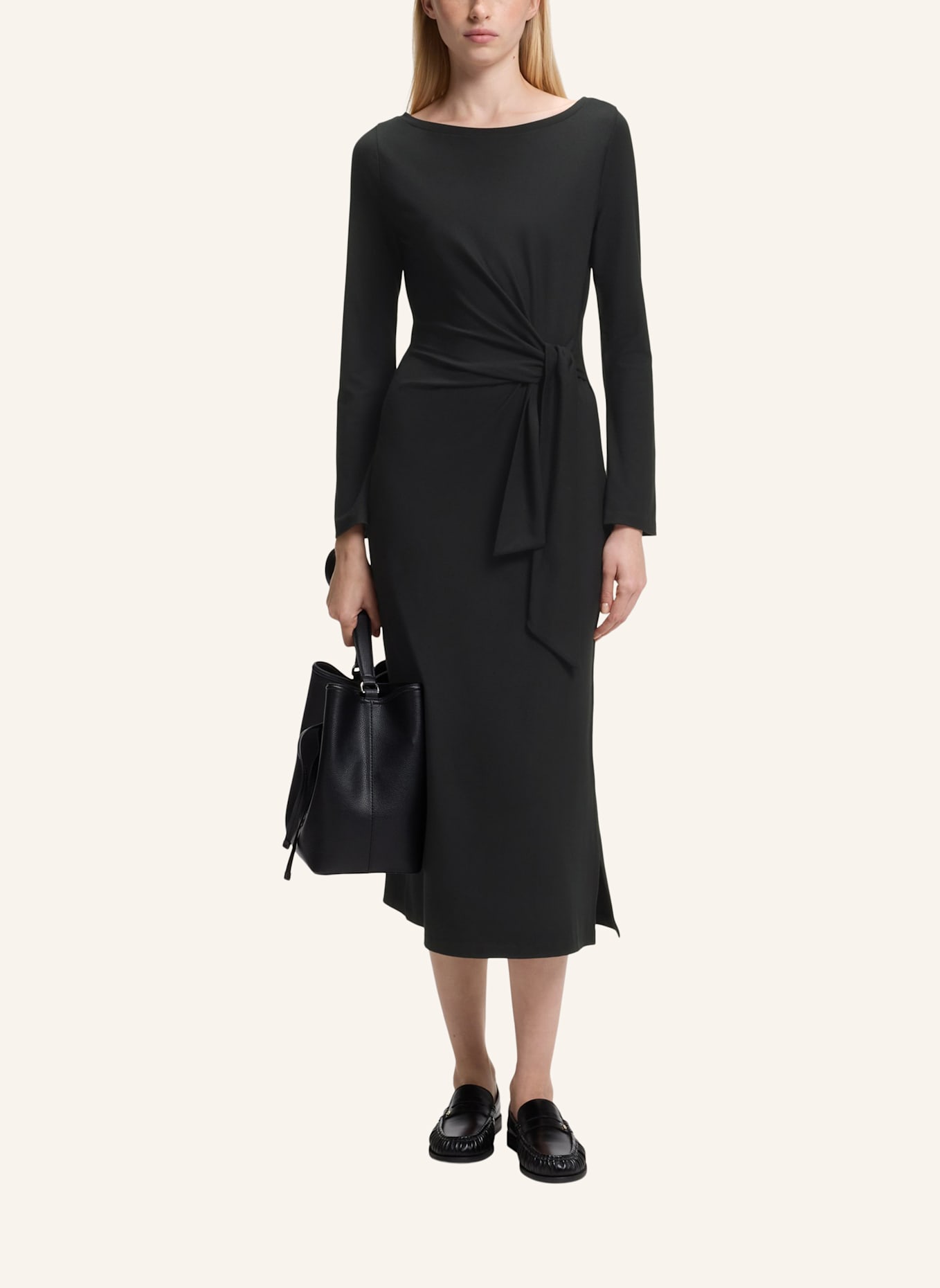 BOSS Jersey-Kleid C_ERLOT_4 Regular Fit: SCHWARZ