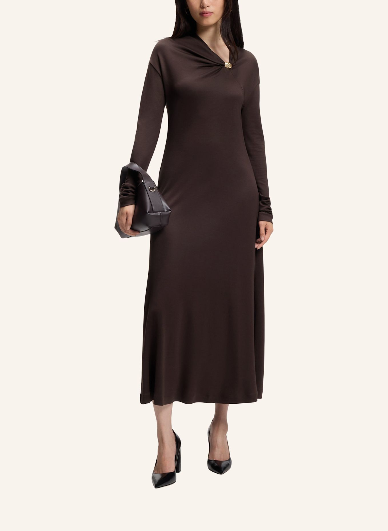 BOSS Jersey-Kleid EVONYA Regular Fit: BRAUN