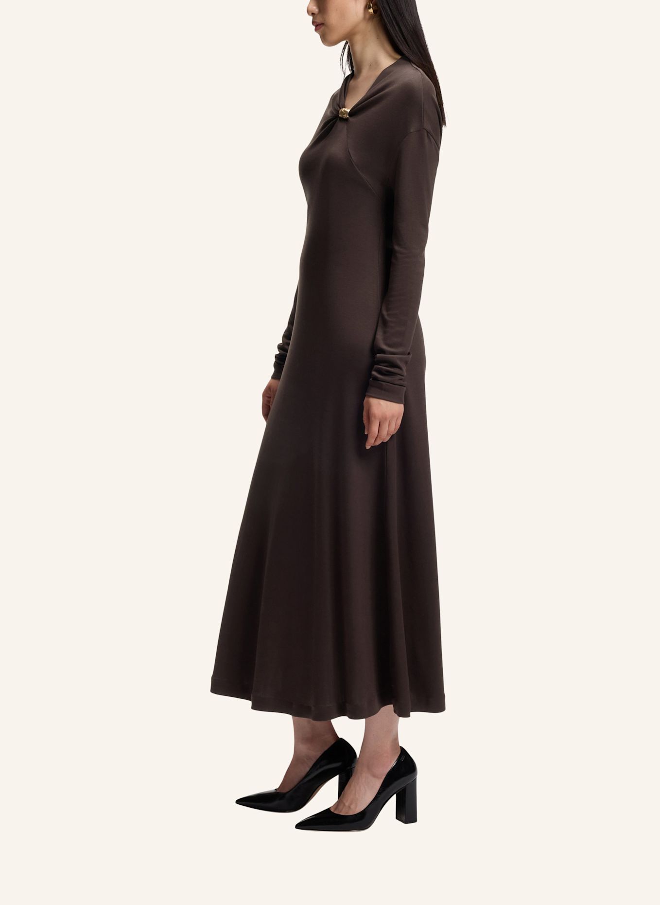 BOSS Jersey-Kleid EVONYA Regular Fit: BRAUN