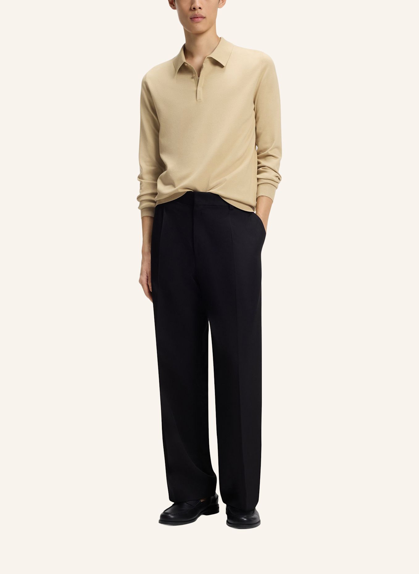HUGO Strick-Poloshirt SAN PIPPO Slim Fit: BEIGE