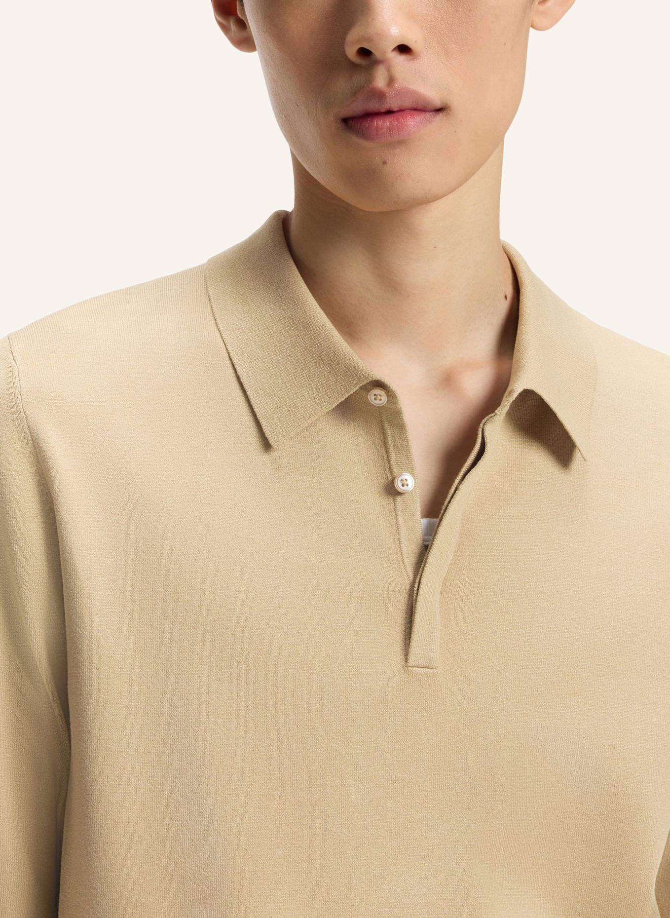 HUGO Strick-Poloshirt SAN PIPPO Slim Fit: BEIGE