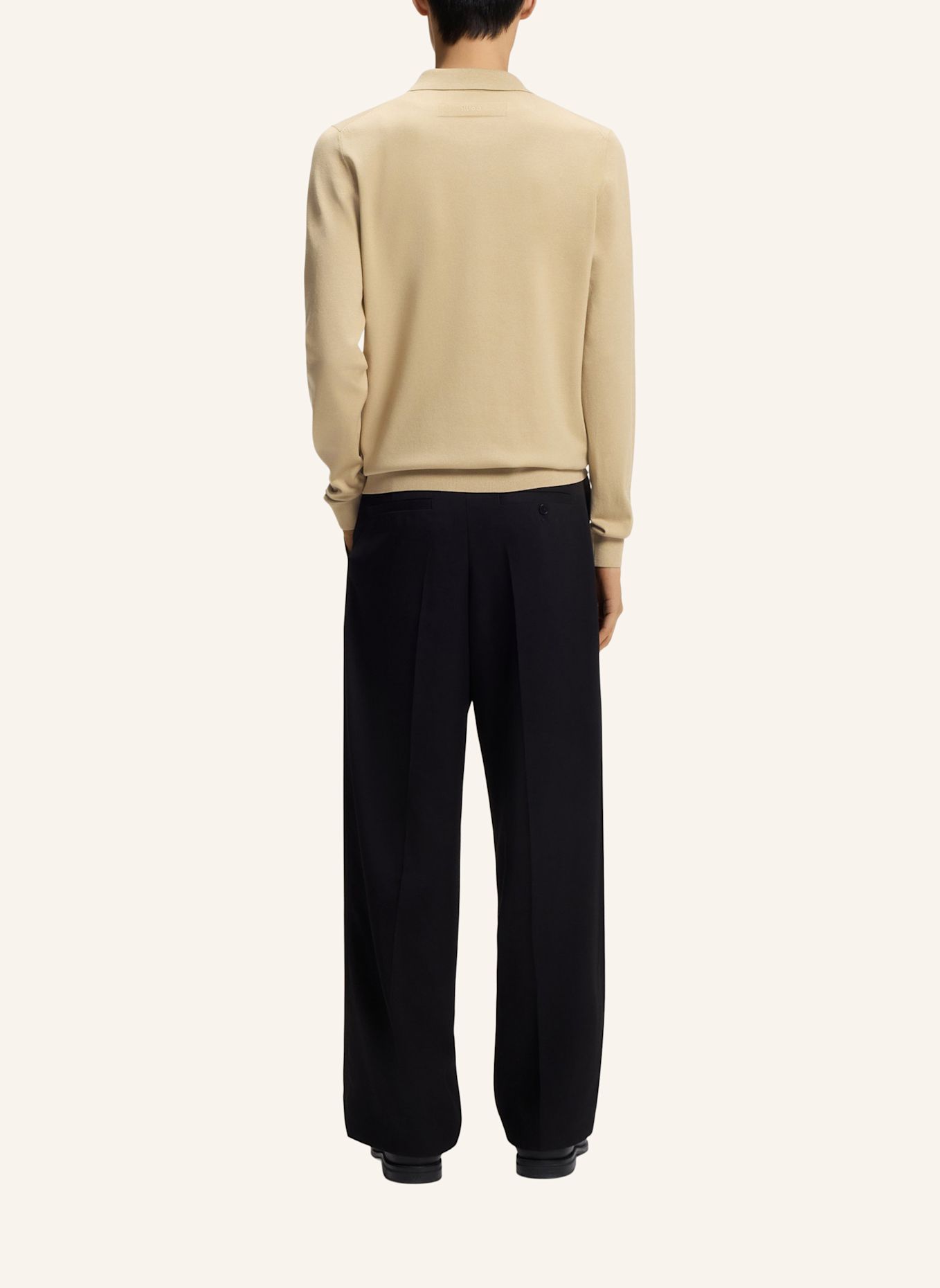 HUGO Strick-Poloshirt SAN PIPPO Slim Fit: BEIGE
