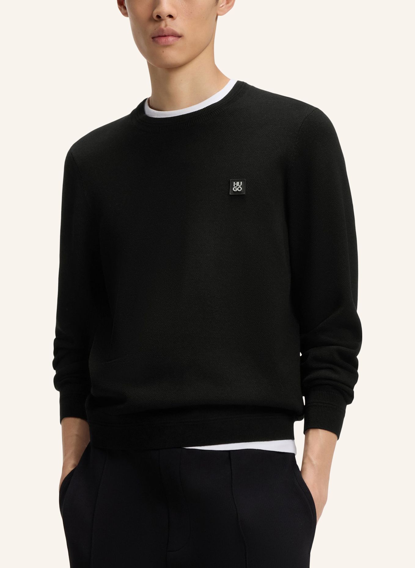 HUGO Pullover SETALLO Regular Fit: SCHWARZ