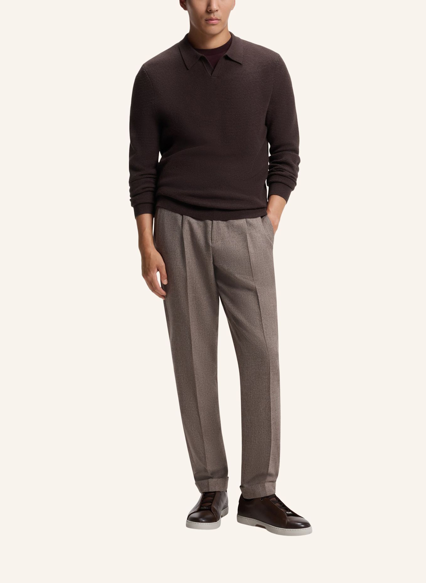 BOSS Pullover L-FILO Relaxed Fit: BRAUN