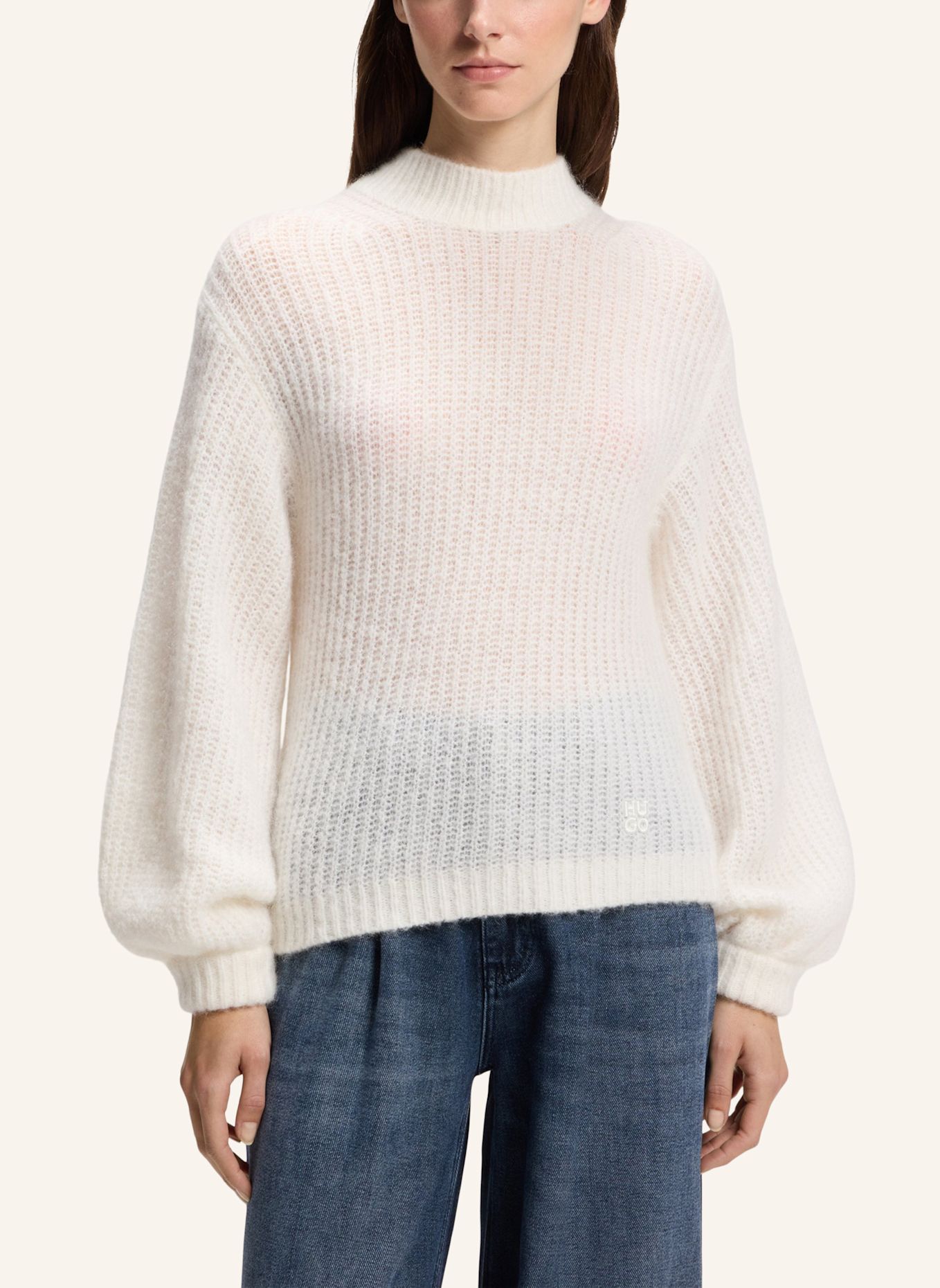 HUGO Pullover SIFORO Oversize Fit: WEISS