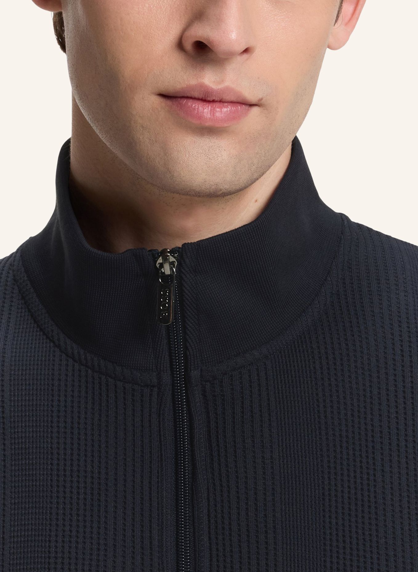 BOSS Loungewear Jacke STRUCTURE ZIP JACKET Regular Fit: DUNKELBLAU