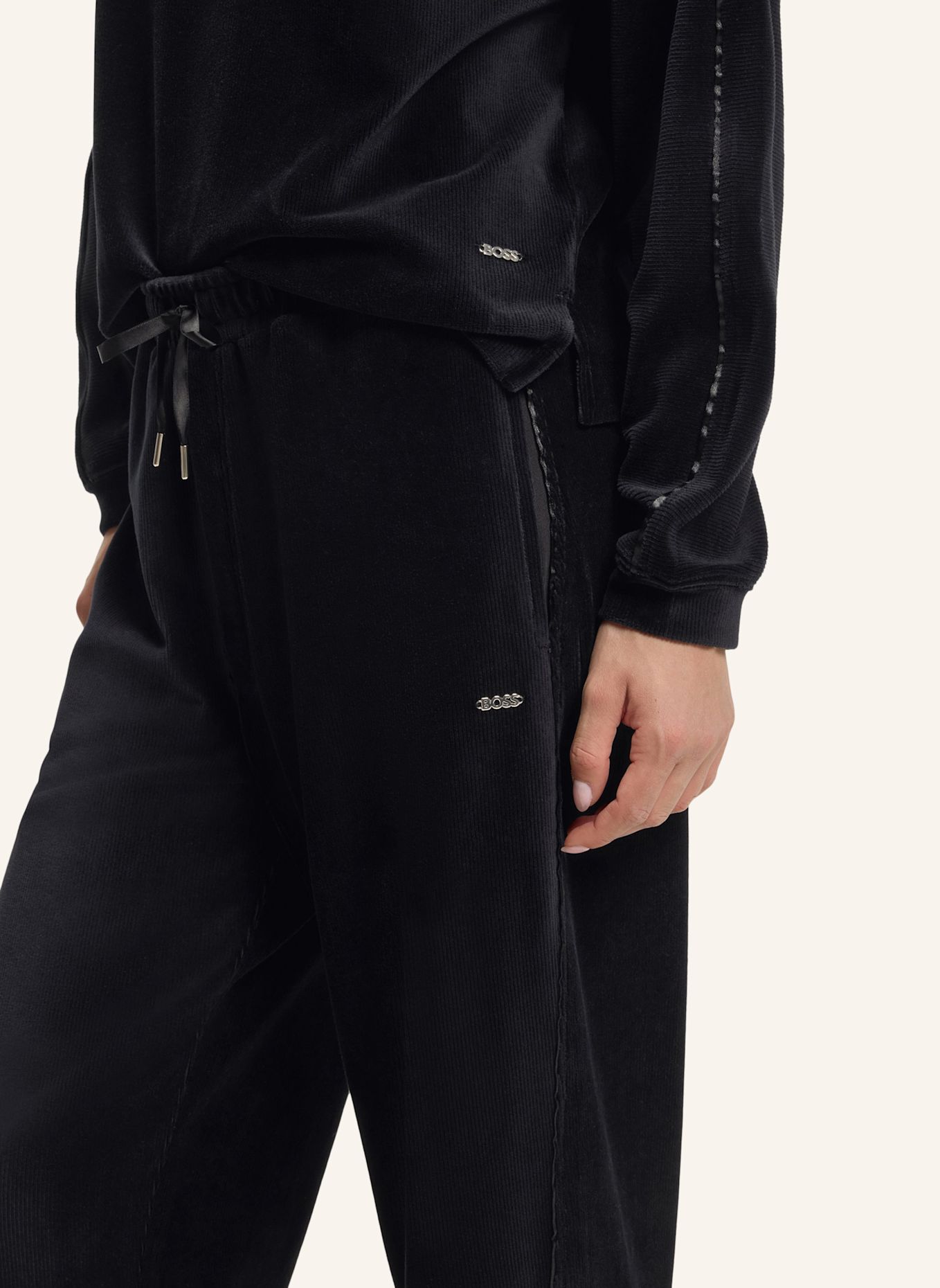 BOSS Loungewear Unterteil VELVET_PANTS CW: SCHWARZ