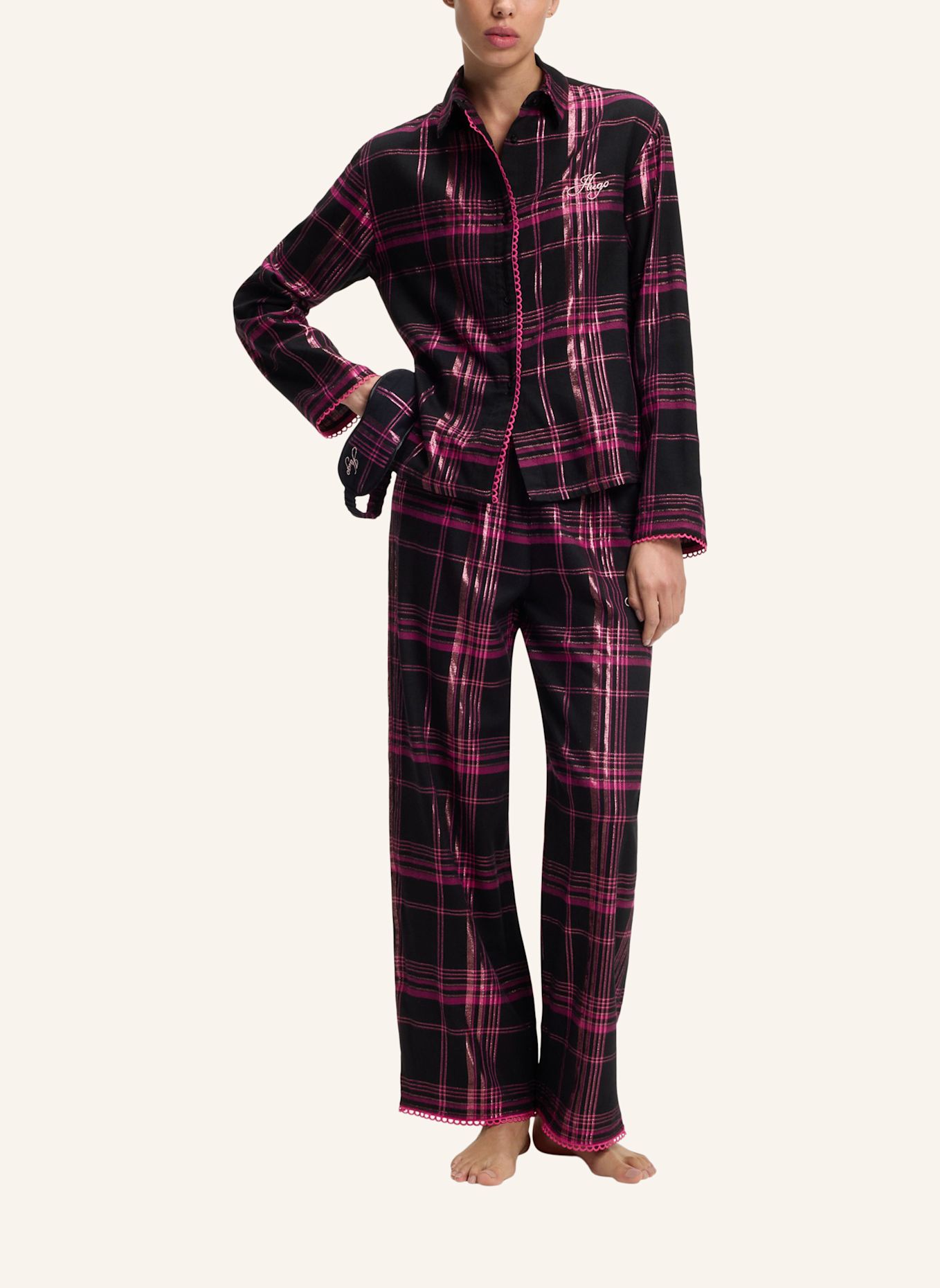 HUGO Pyjama-Set FLANNEL GIFT-SET Regular Fit: PINK