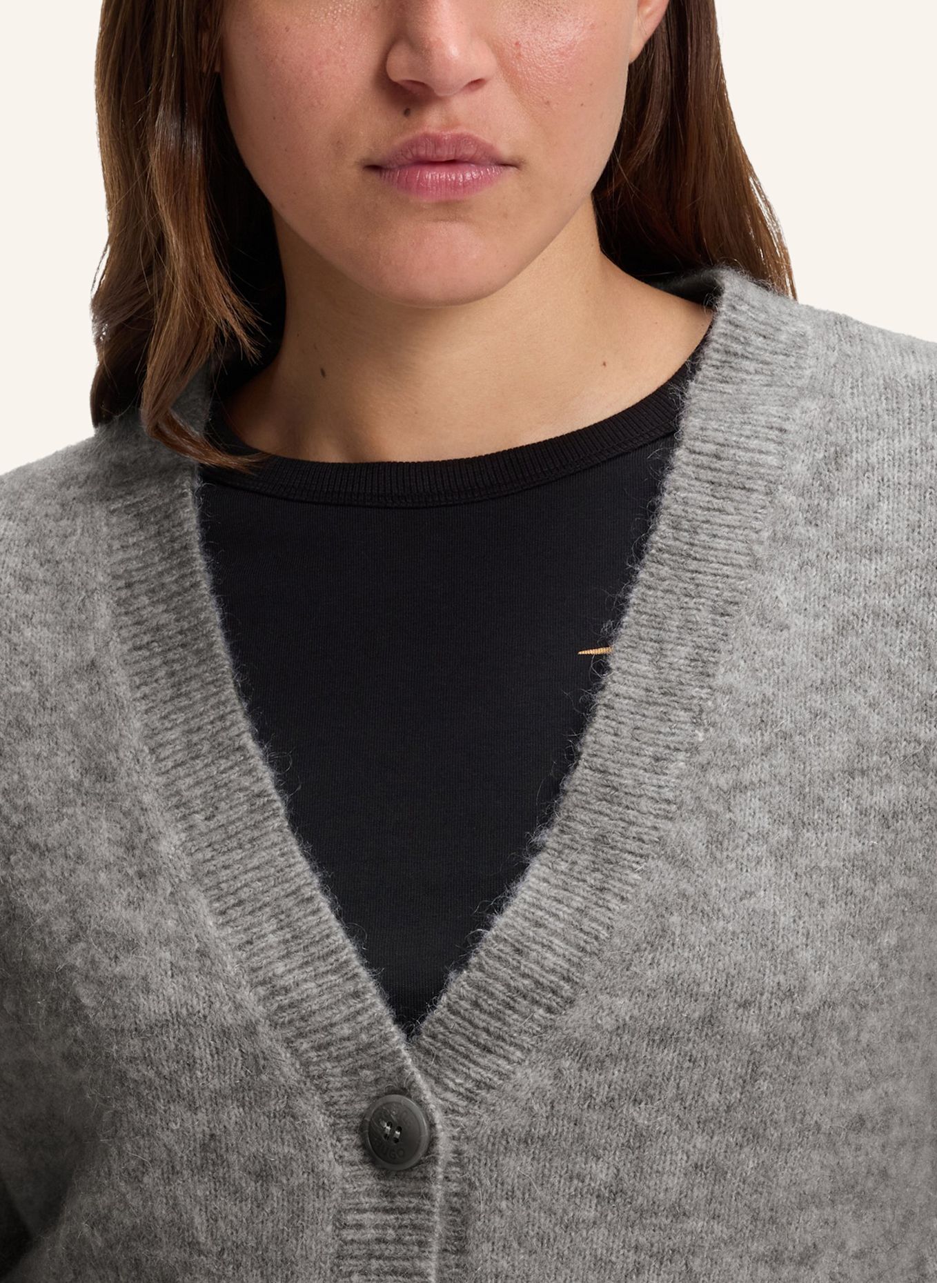 HUGO Strickjacke SIRALA Relaxed Fit: GRAU