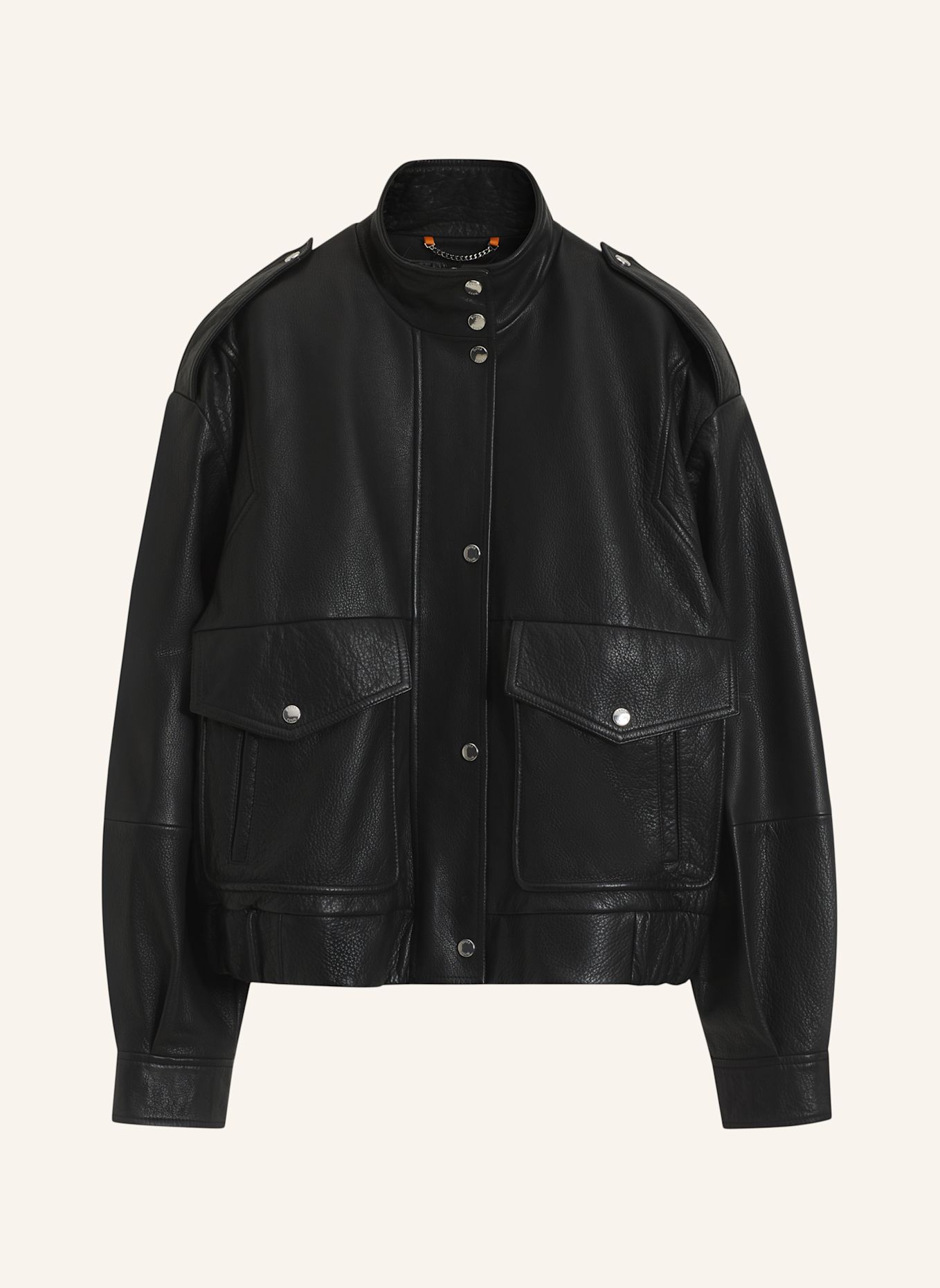 BOSS Lederjacke C_SABEA1 Regular Fit: SCHWARZ