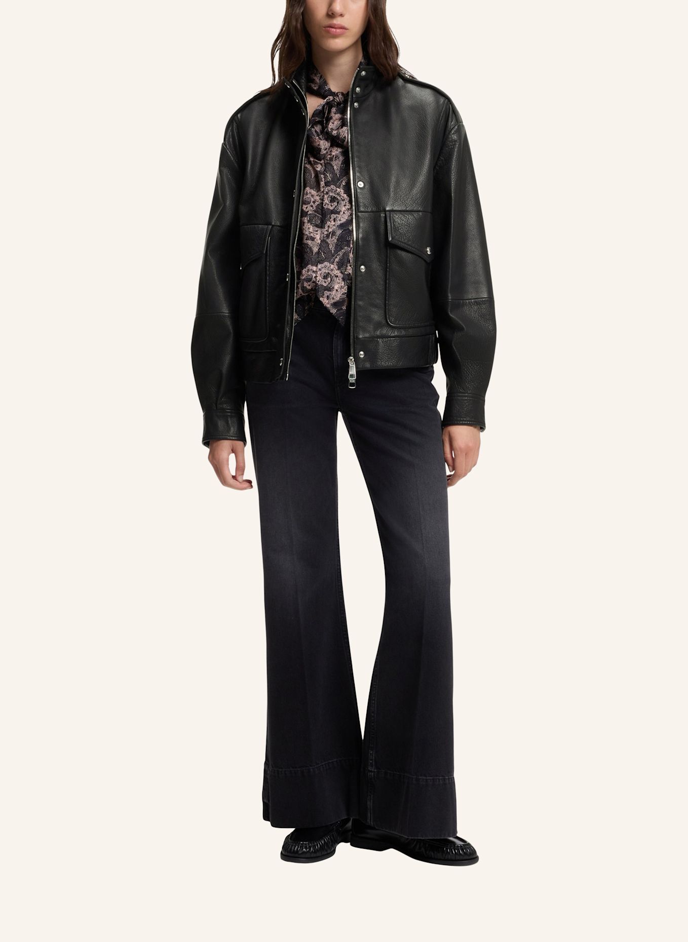 BOSS Lederjacke C_SABEA1 Regular Fit: SCHWARZ